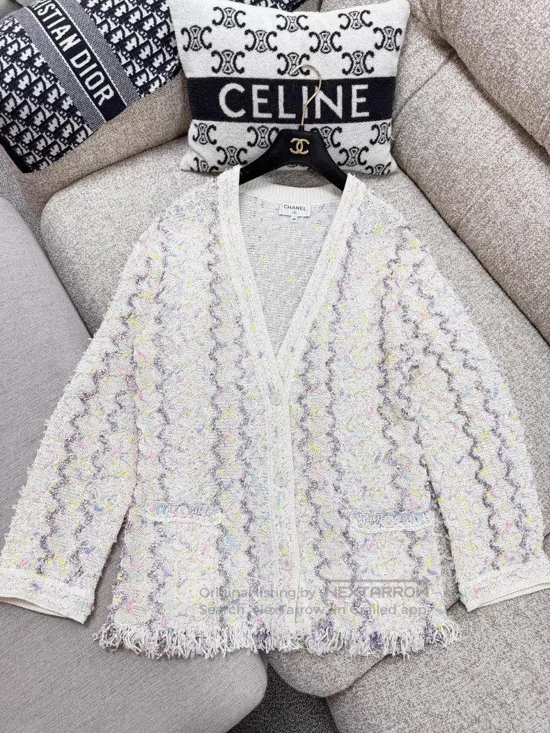 Chanel Chanel Glitter tassel sequin crystal yarn knitted cardigan Size XS / US 0-2 / IT 36-38 - 2 Thumbnail