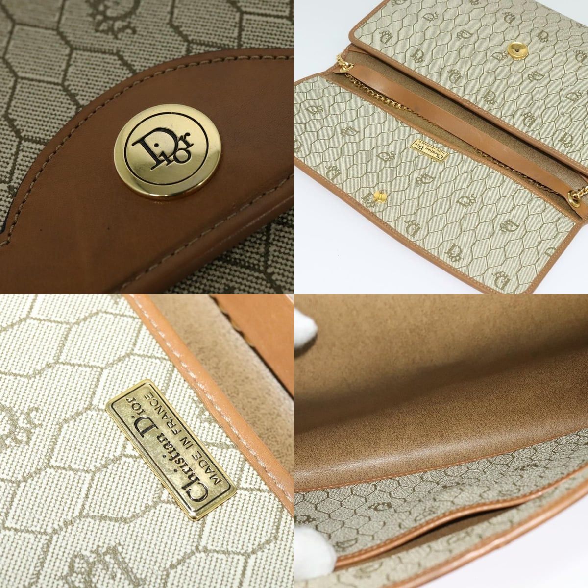 Dior DIOR Honeycomb Canvas Chain Shoulder Bag Pvc Beige Gold Size ONE SIZE - 11 Thumbnail