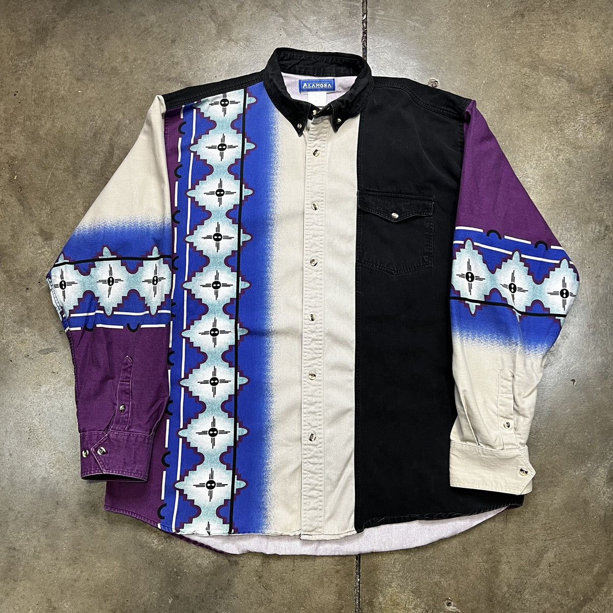 Vintage × Wrangler Vibrate 90s Alamosa Wrangler Style Aztec Cowboy Button Up Size US L / EU 52-54 / 3 - 2 Thumbnail