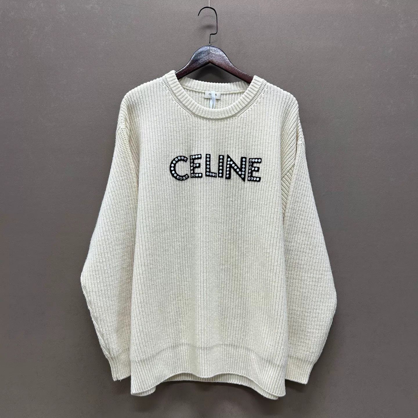 Celine CELINE Oversize Rivet Embroidered Ribbed Pullover XS Size XS / US 0-2 / IT 36-38 - 1 Thumbnail