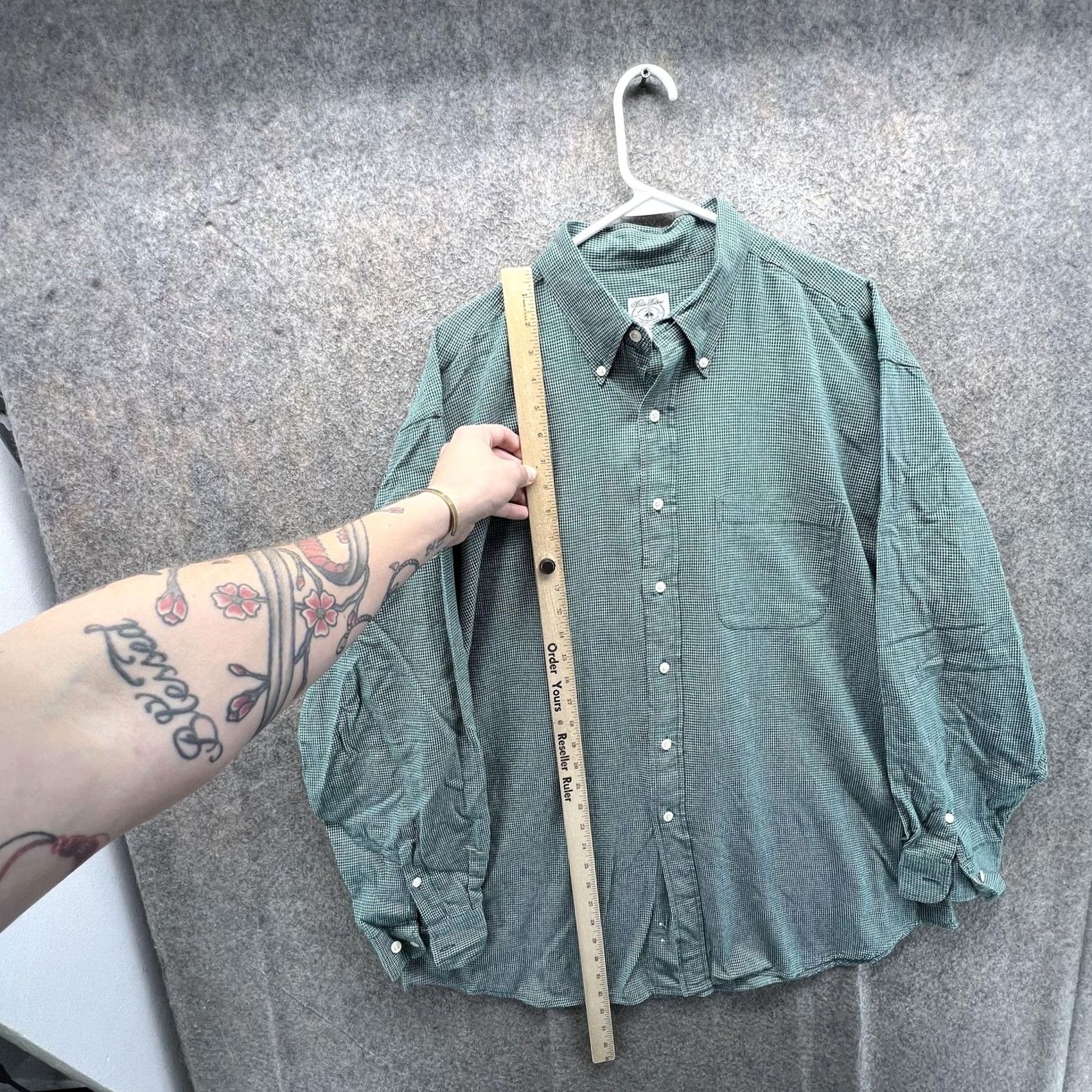 Brooks Brothers Brooks Brothers Shirt Mens L Green Check Long Sleeve Button Front Casual Size US L / EU 52-54 / 3 - 4 Thumbnail