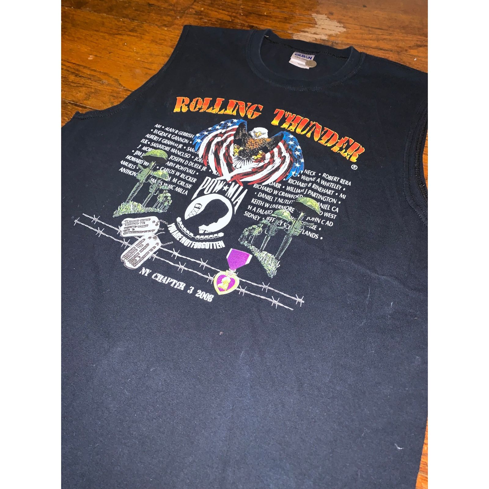 Gildan Rolling Thunder POW MIA 2008 Tank Large Single Stitch Size US L / EU 52-54 / 3 - 6 Thumbnail