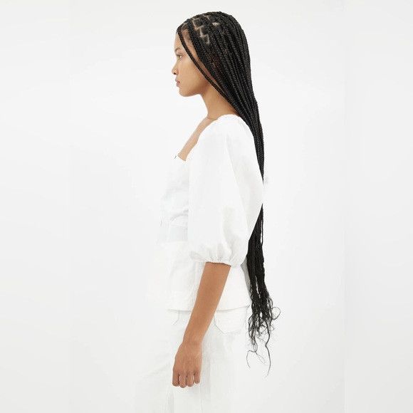 Ganni SSENSE GANNI White Puff Sleeve Poplin Blouse 8 euc summer Size M / US 6-8 / IT 42-44 - 3 Thumbnail
