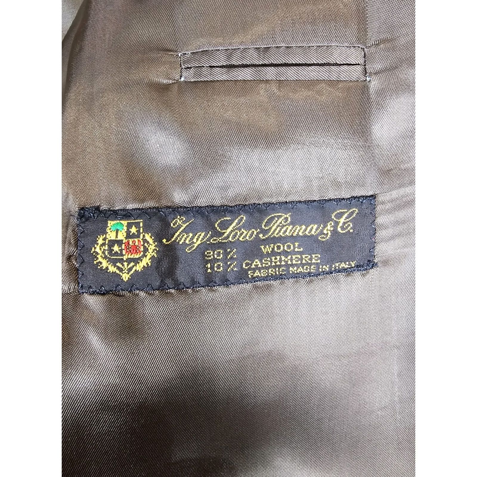 Hugo Boss VINTAGE Hugo Boss Loro Piana Italy Wool & Cashmere Brown Houndstooth Blazer Men's Sz 44R Size 44R - 7 Thumbnail