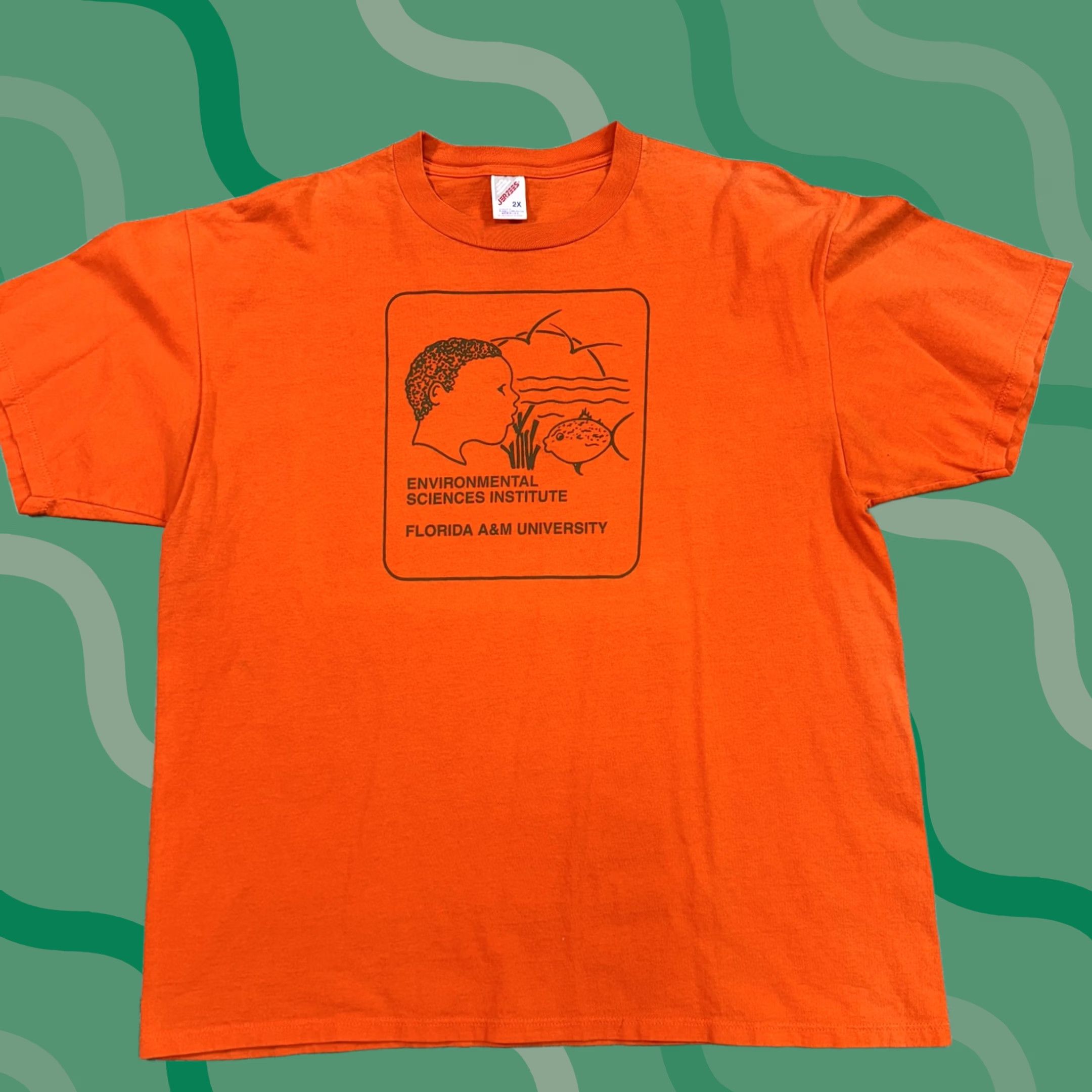 Jerzees VINTAGE Florida A&M University Shirt Mens 2XL Orange Cotton Short Sleeve Crew Neck Graphic Print Tee 90s University Mens Size US XXL / EU 58 / 5 - 1 Thumbnail