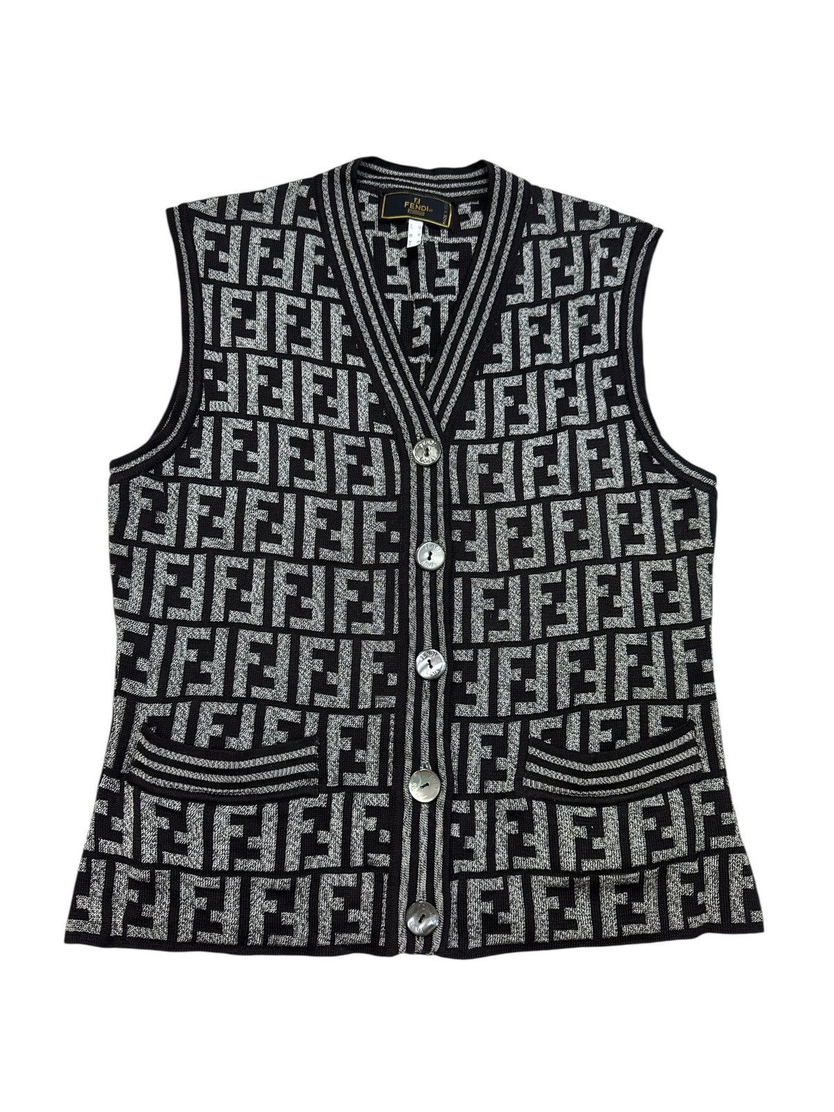 Fendi FENDI ZUCCA ALL-OVER PRINT KNIT CARDIGAN VEST Size S / US 4 / IT 40 - 1 Thumbnail