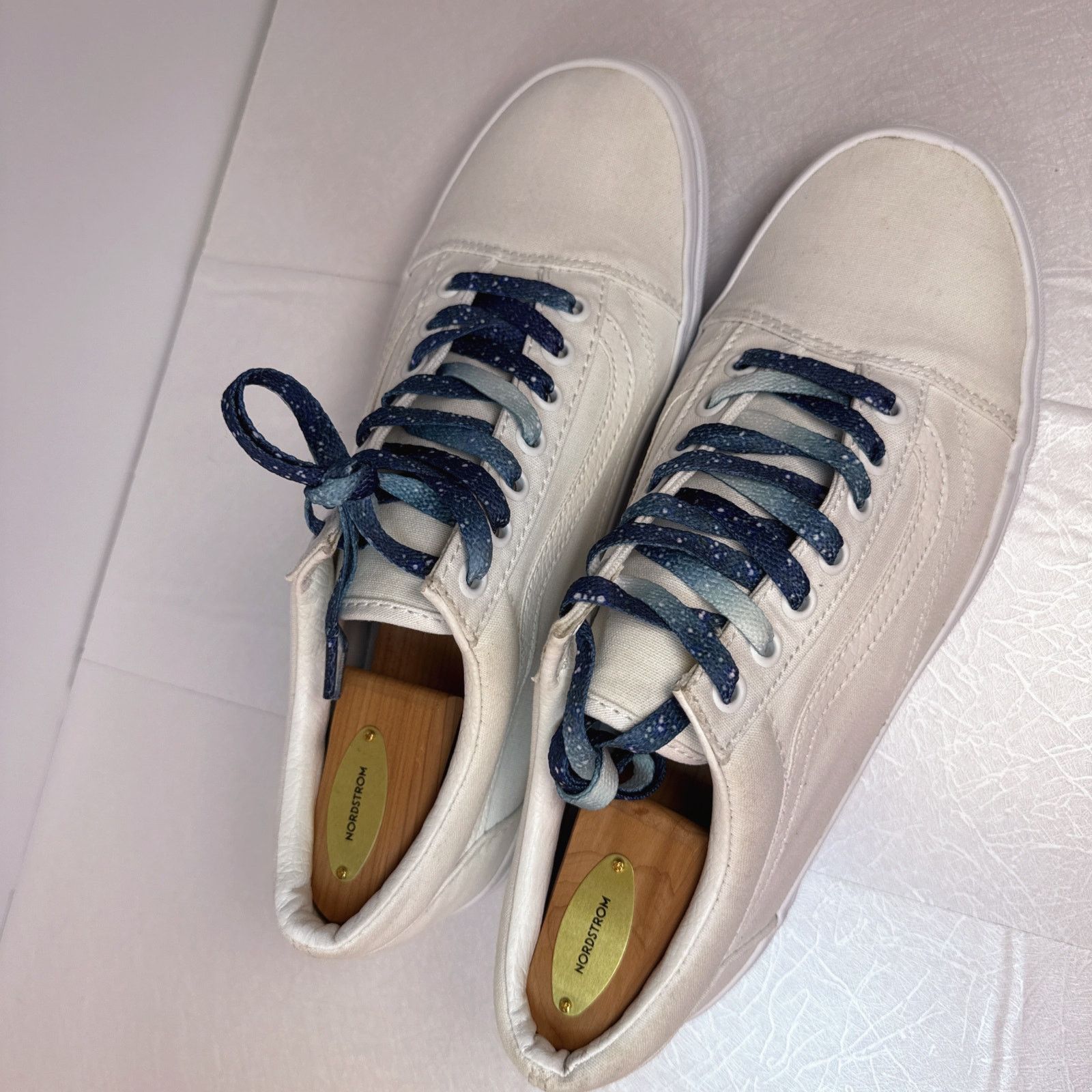 Vans Vans Old Skool White Canvas W/Blue Splatter LacesLow Top | 7 Size US 9 / EU 42 - 4 Thumbnail