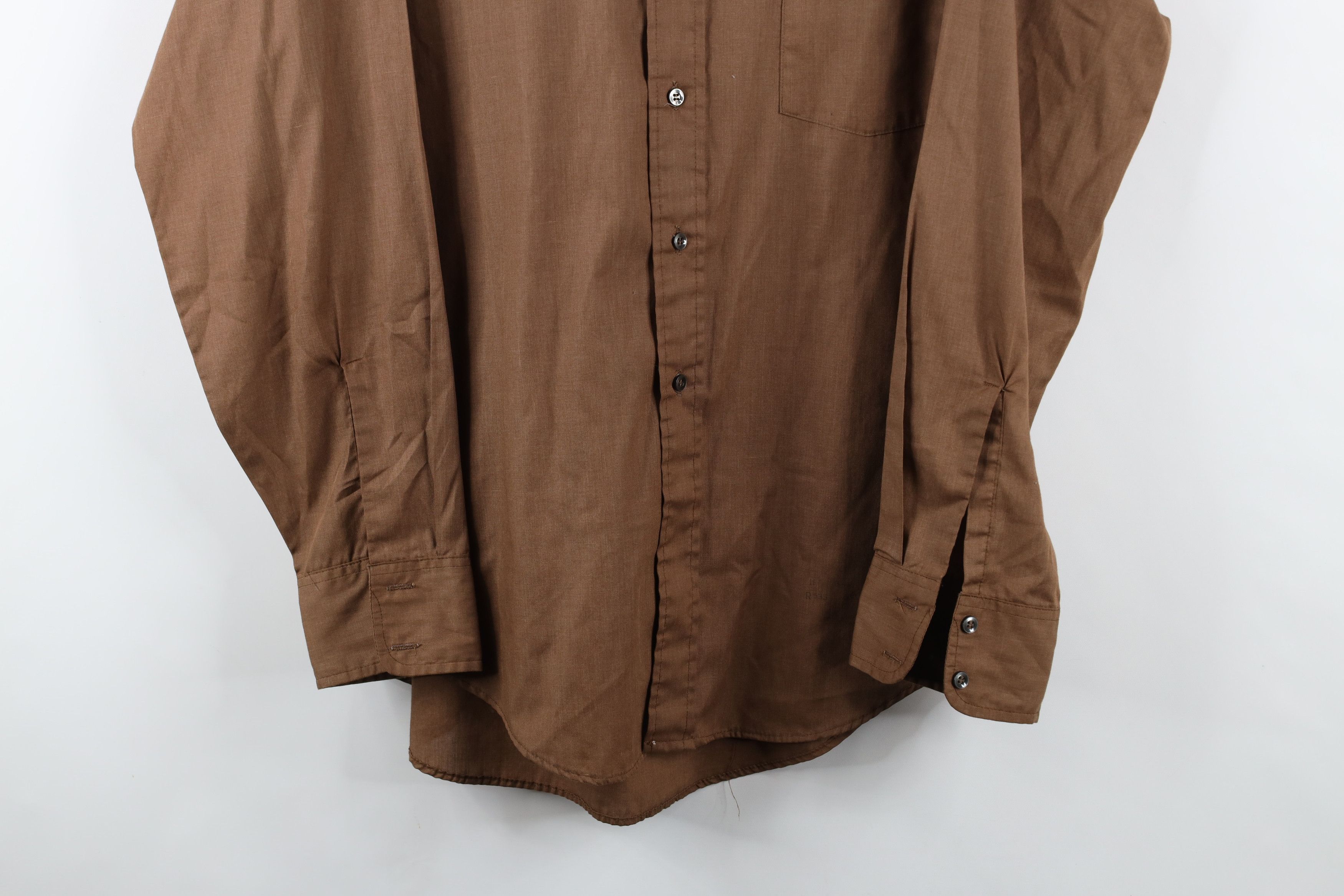 Vintage Vintage 70s Streetwear Faded Collared Button Shirt Brown USA Size US M / EU 48-50 / 2 - 3 Thumbnail