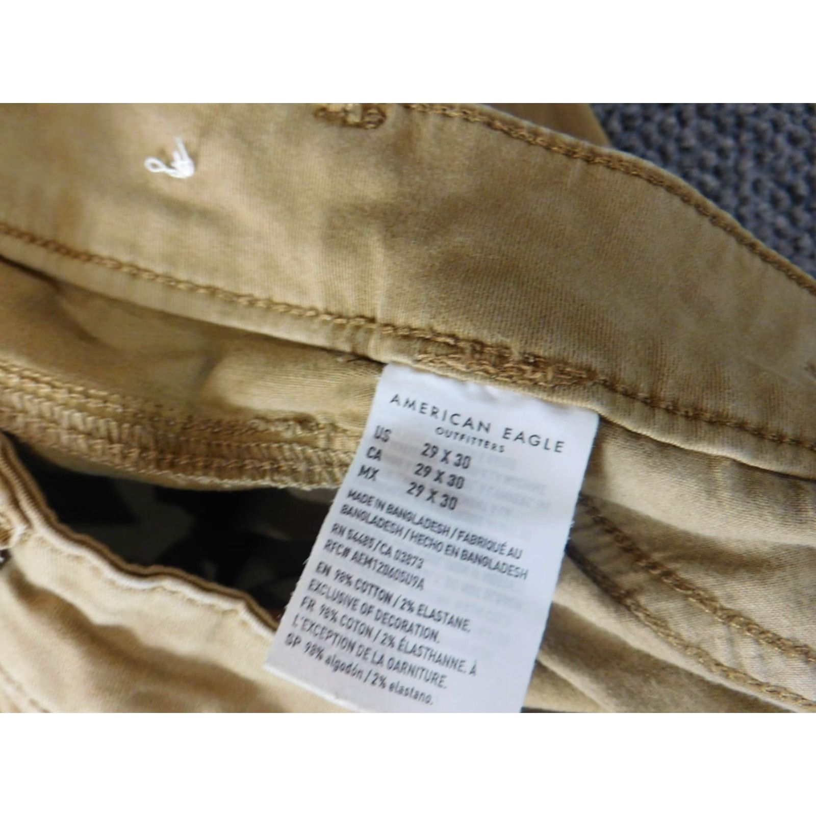 American Eagle Outfitters American Eagle Outfitters Pants Mens 29x27 Beige Slim Straight Chino canvas Cotton Flat Front Zipper Casual | 29 | Beige | Men | Regular | Pants Size US 29 - 6 Thumbnail