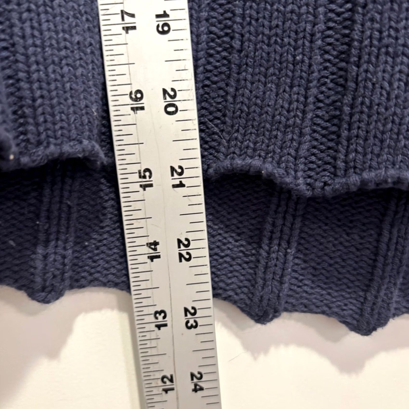 Vintage All:Row Sweater Women L Navy Blue Chunky Knit Basketweave Cable Cropped Pullover Size L / US 10 / IT 46 - 6 Thumbnail