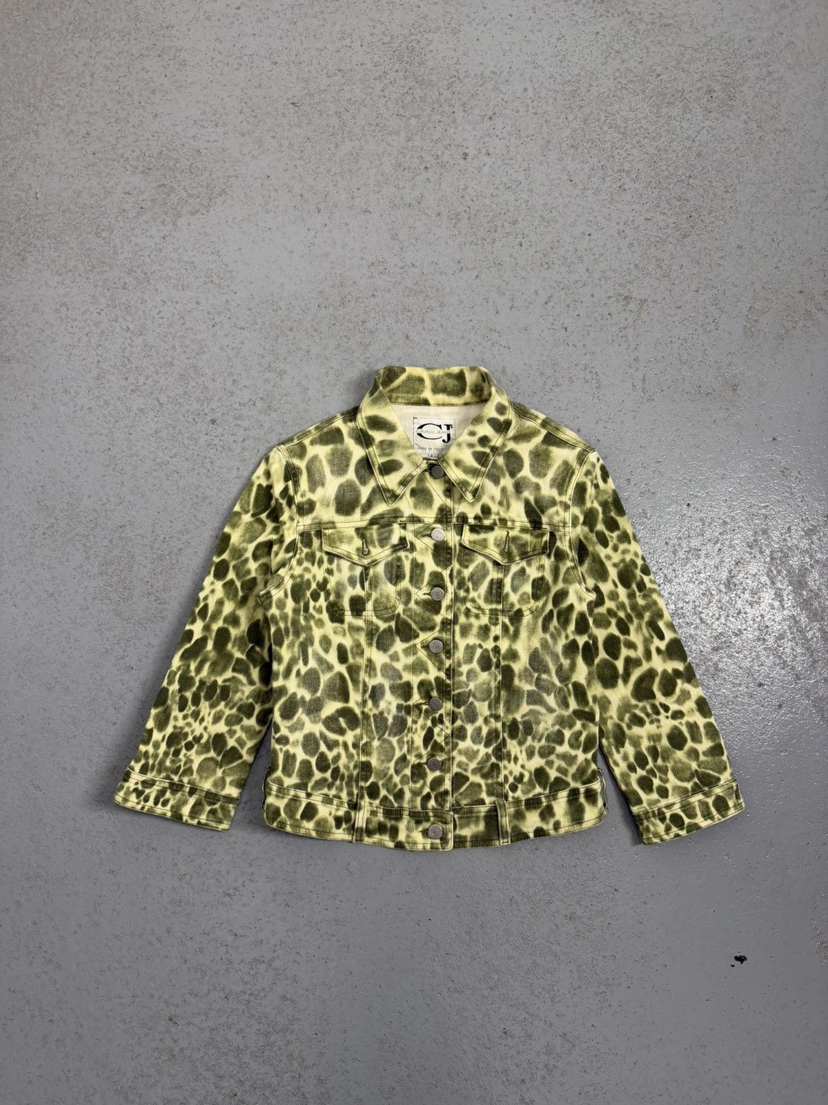 Just Cavalli Cavalli Jeans Green Leopard Overprinted Jacket Size M / US 6-8 / IT 42-44 - 1 Thumbnail
