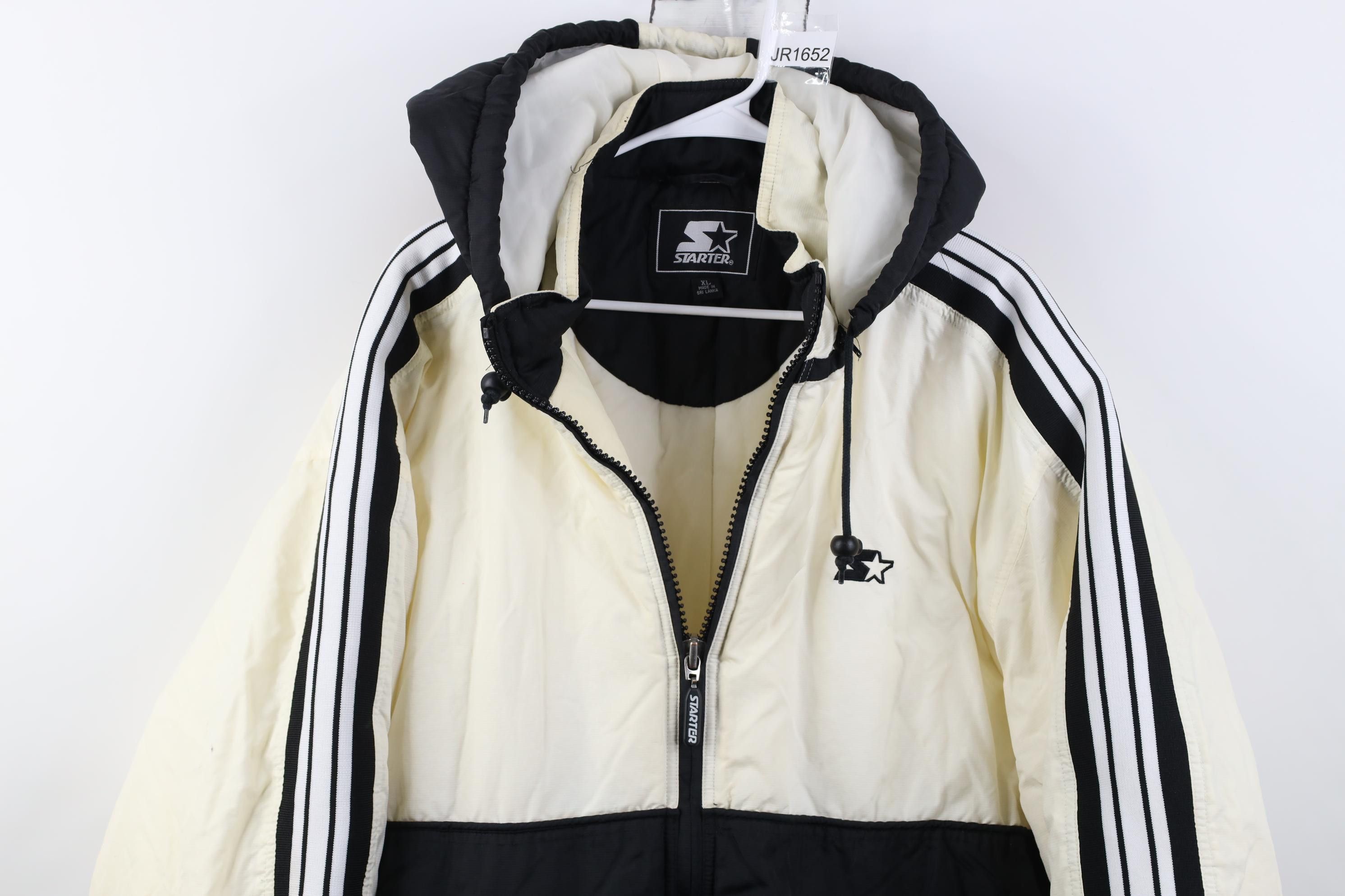 Starter Vintage 90s Starter Raiders Hooded Puffer Jacket Black Size US XL / EU 56 / 4 - 2 Thumbnail