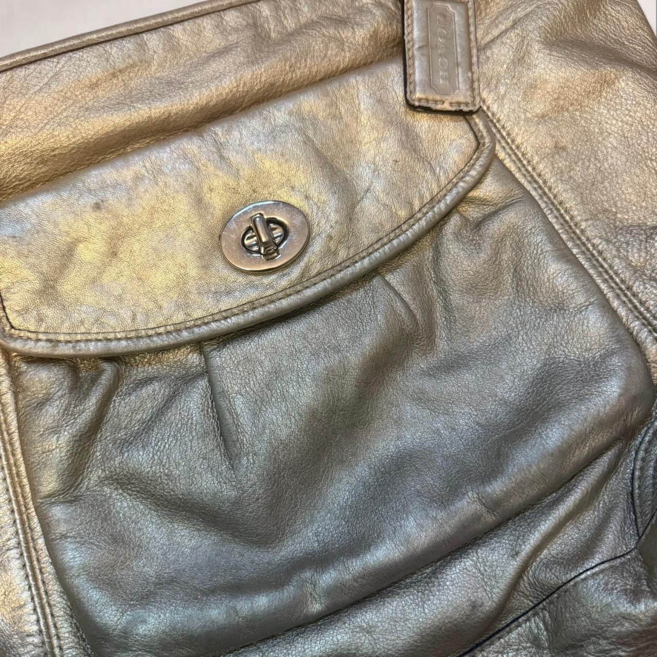 Coach Vintage Metallic Coach Leather Bag Y2K Authentic Size ONE SIZE - 4 Thumbnail