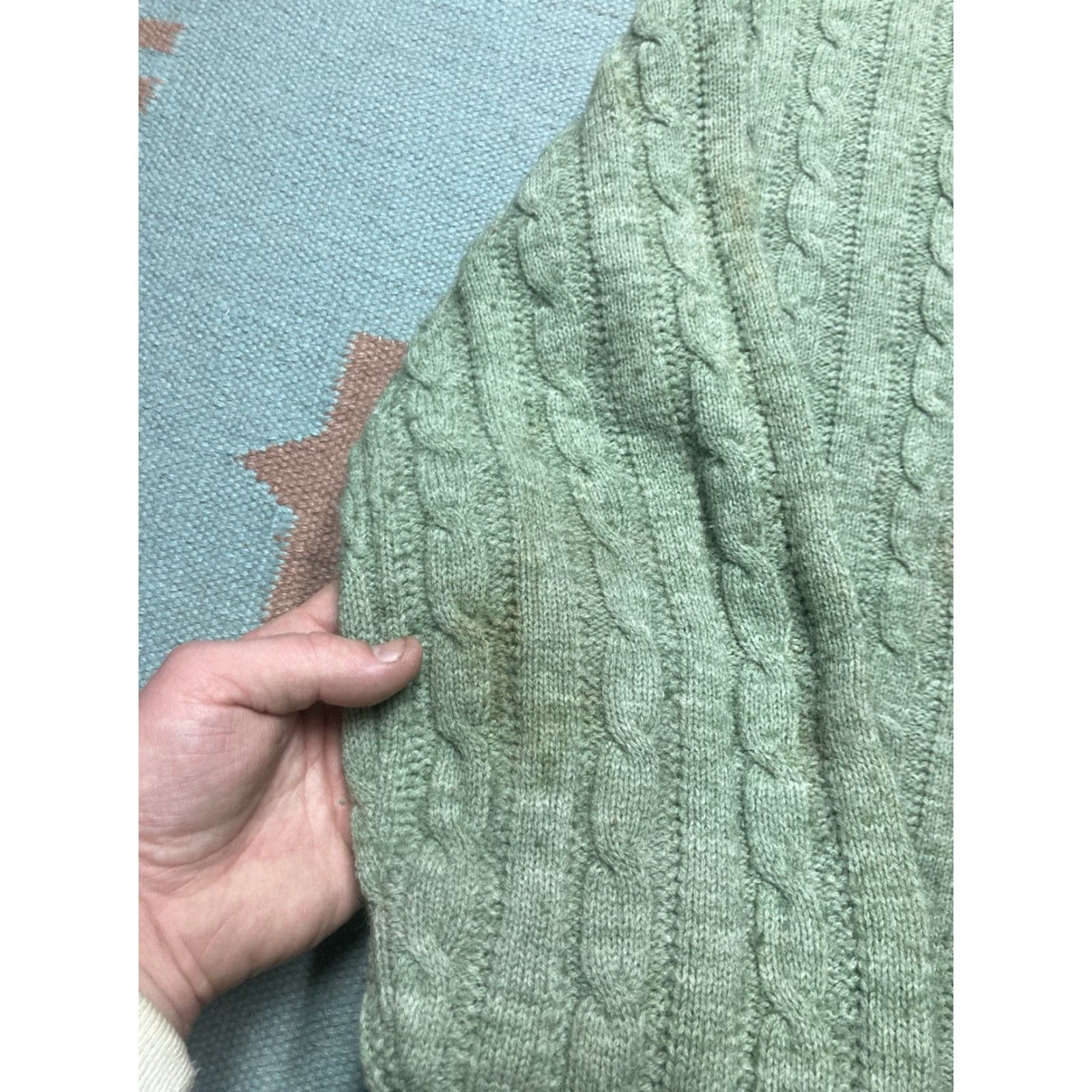 Vintage VINTAGE 60s cardigan sweater cable knit wool blend button front mint green large Cardigan Men L Green Knit Wool 60s Buttons Mens Size US L / EU 52-54 / 3 - 3 Thumbnail