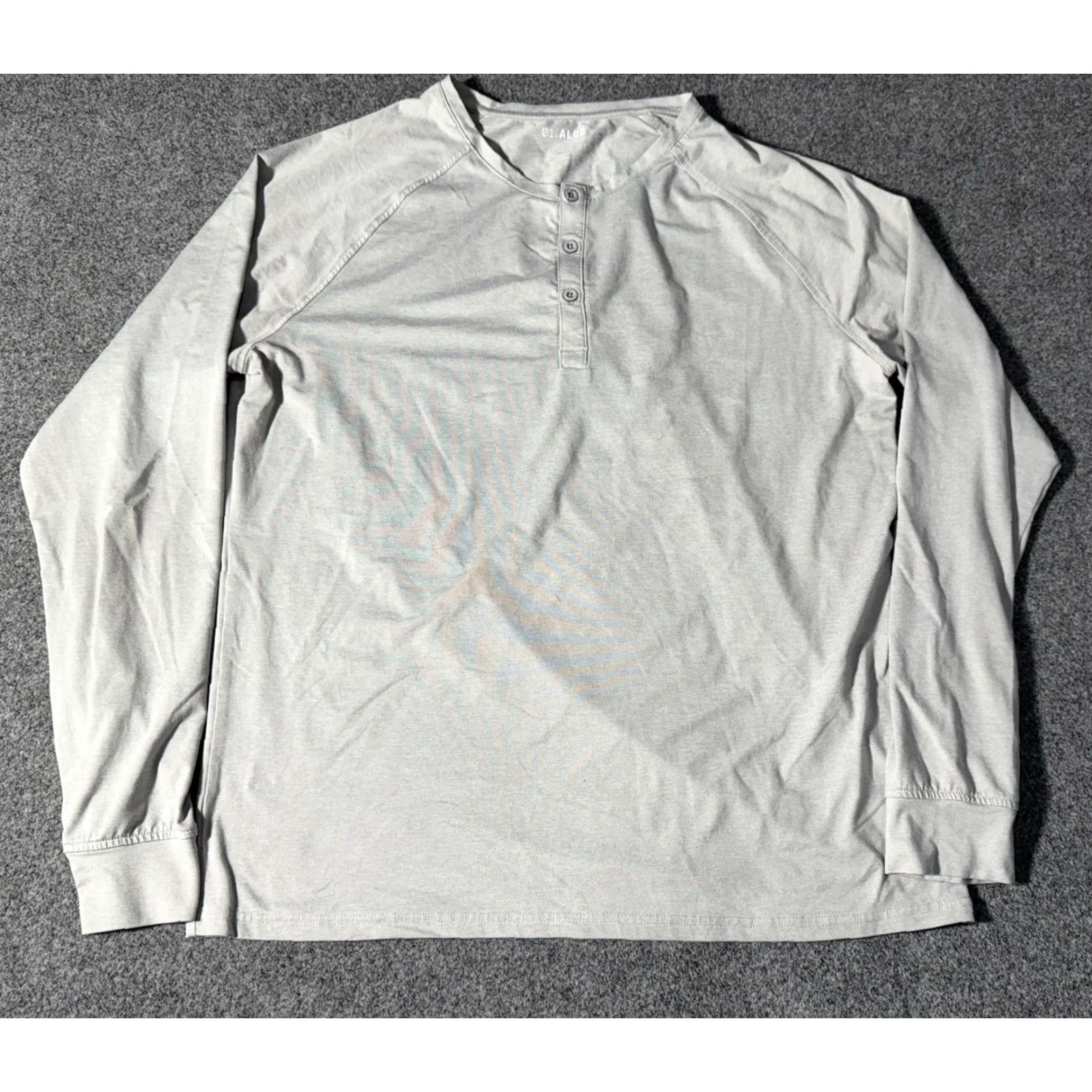 Vintage 01.algo Mens Henley Shirt - Button-Up Long Sleeve Thermal Quick Dry UV L Gray Size US L / EU 52-54 / 3 - 2 Thumbnail