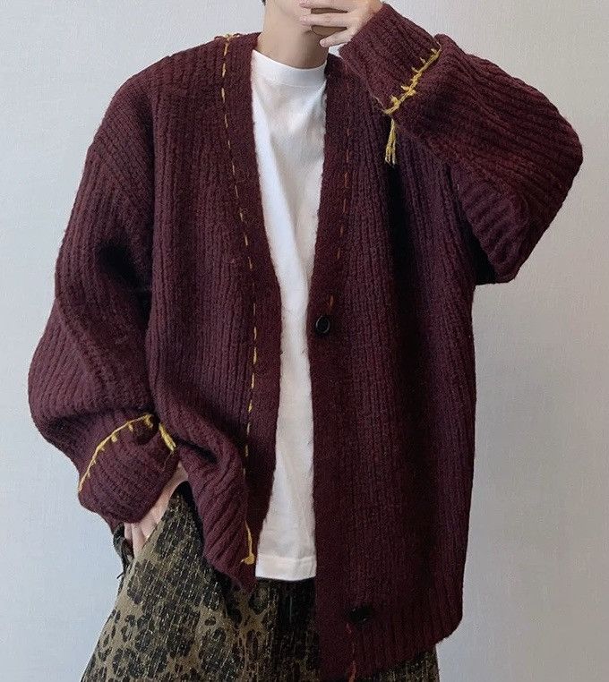 Japanese Brand × Vintage Retro y2k cleanfit knitted asymmetric cardigan knitwear Size US XL / EU 56 / 4 - 1 Thumbnail