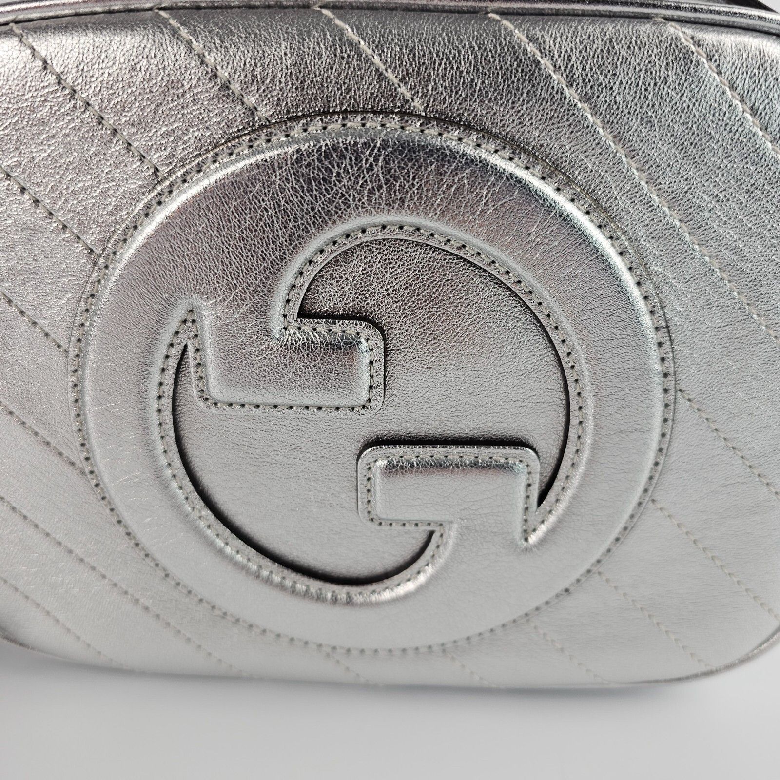 Gucci GUCCI Blondie Small $1980 Metallic Silver Leather Shoulder B Size ONE SIZE - 4 Thumbnail