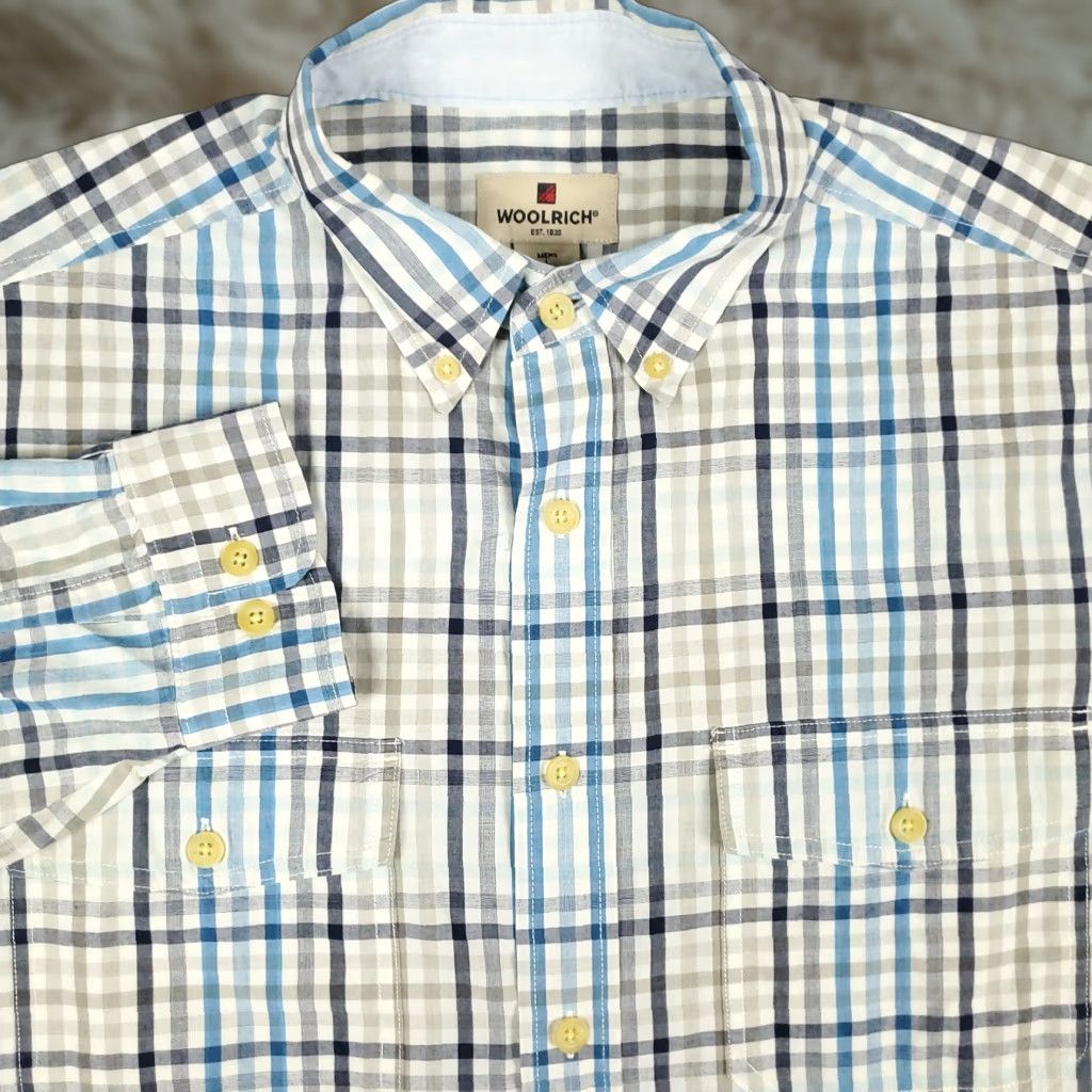 Vintage Woolrich Button-Up Shirt Beige Check Long Sleeve Cotton 2XL Regular Mens Casual Pocketed, Vintage? (If not vintage: omit) Size US XXL / EU 58 / 5 - 1 Thumbnail