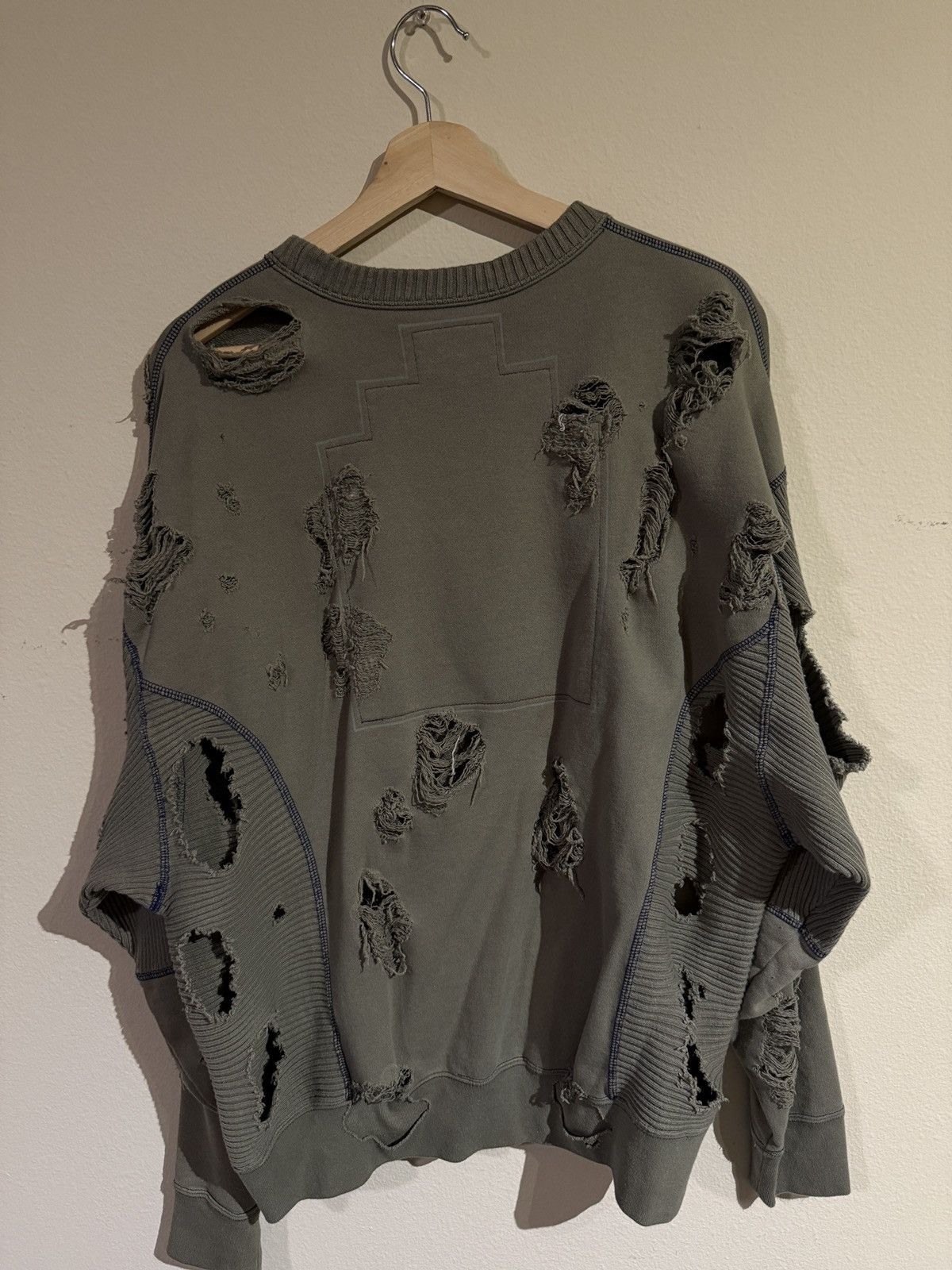 Cav Empt Cav Empt Olive Green Distressed Knit Sweater Size US M / EU 48-50 / 2 - 6 Thumbnail
