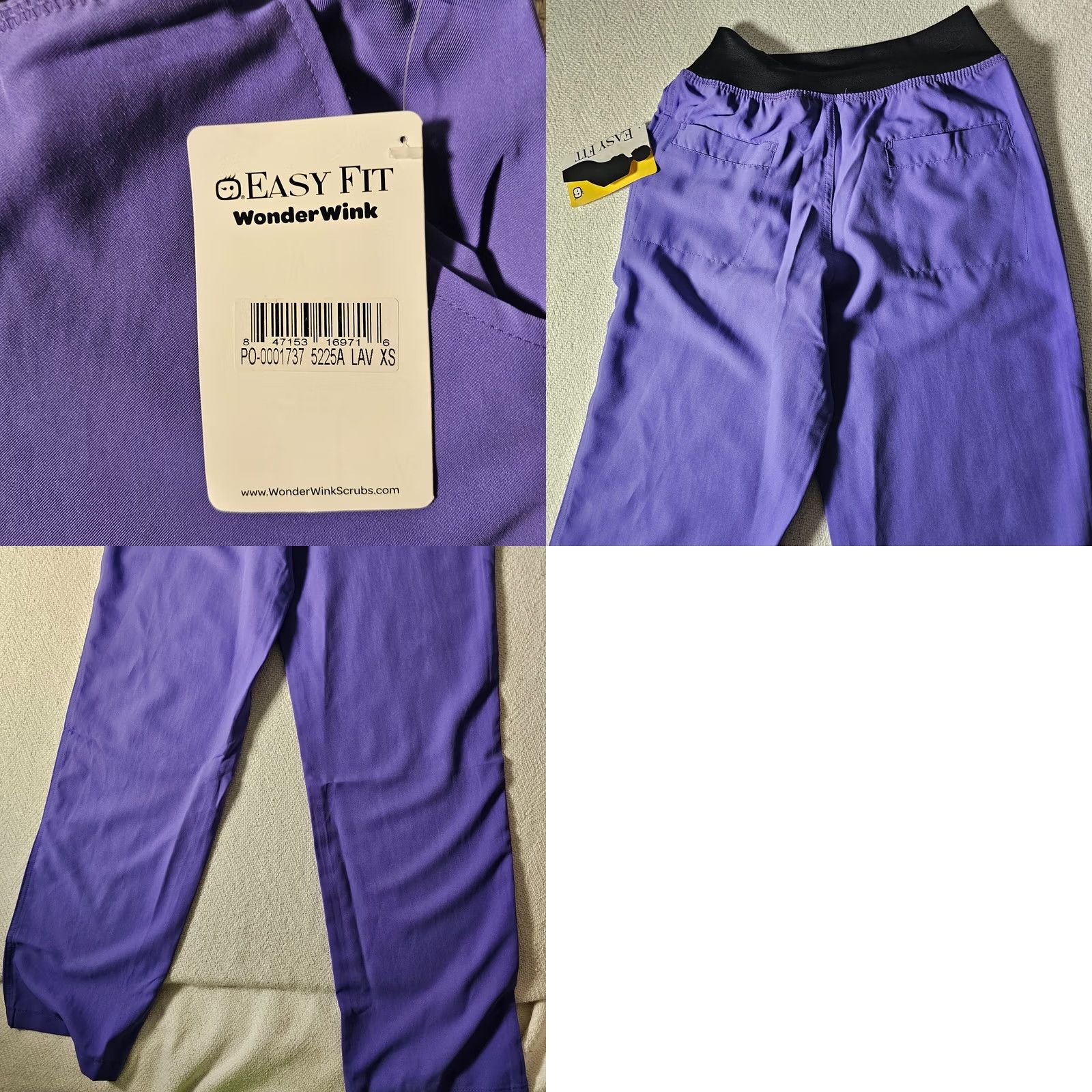 Vintage WonderWink Uniform Scrub Pants 5225 XS Women Purple Easy Fit No-Roll Knit Waist Knit Waistband Scrub Pants Women XS Purple Size 26" / US 2 / IT 38 - 8 Thumbnail