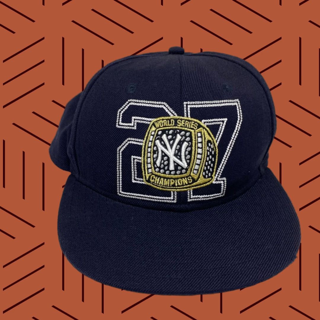 Vintage New Era Hat 7 1/4 Blue Baseball Cap Wool 27 Rings New York Yankess Size ONE SIZE - 1 Thumbnail
