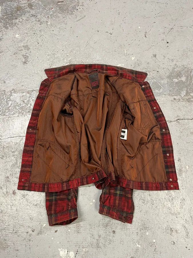 Marithe + Francois Girbaud 2000s Marithé + François Girbaud Red Tartan Velvet Buttoned Jacket Size XS / US 0-2 / IT 36-38 - 9 Thumbnail