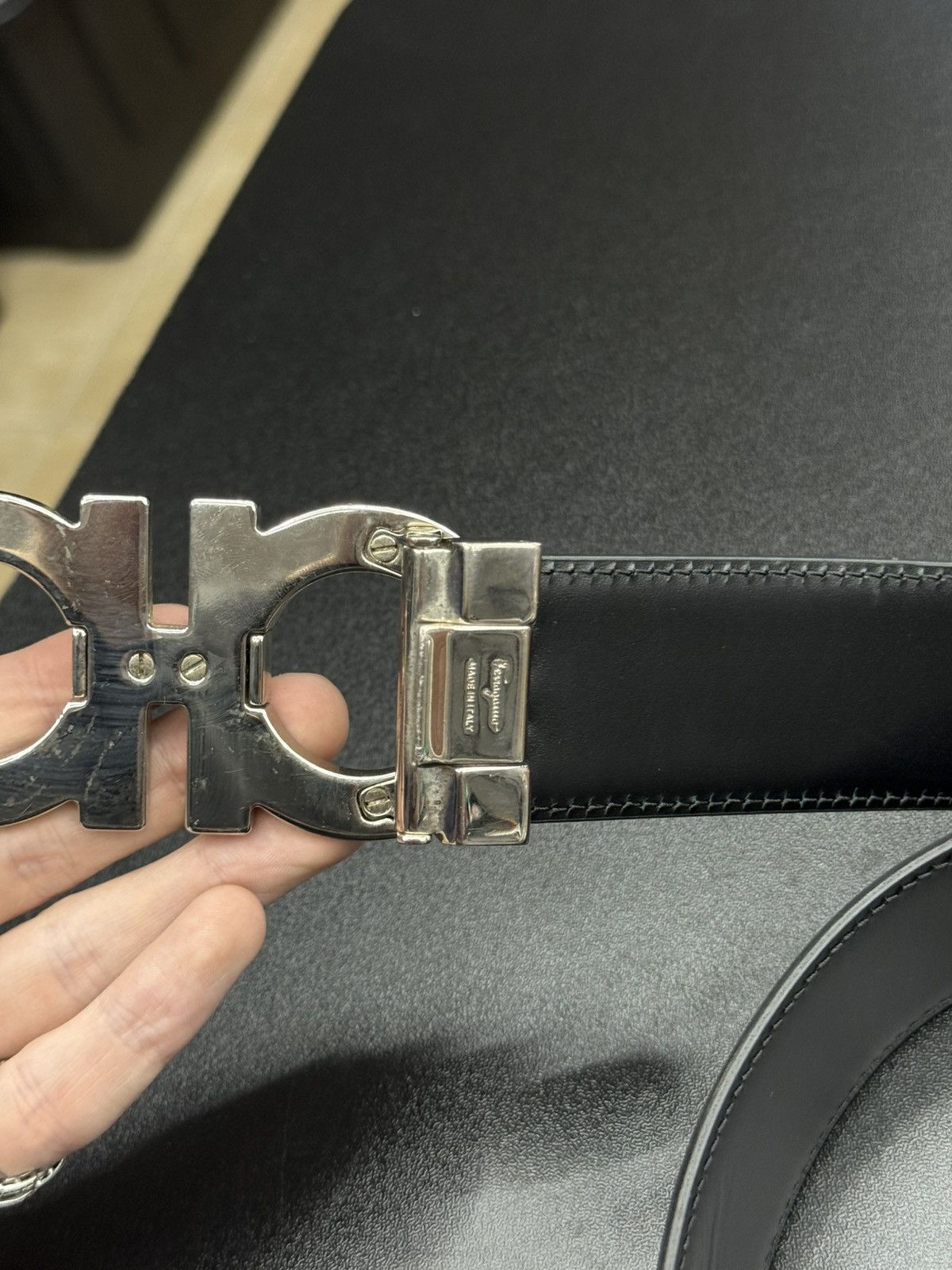 Salvatore Ferragamo Salvador Ferragamo Blue Black Reversible Belt Big Buckle Size ONE SIZE - 8 Thumbnail