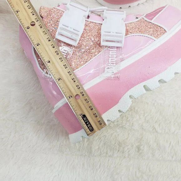 DEMONIA Slacker 50 Pink Glitter Platform Sneaker Ankle Boot