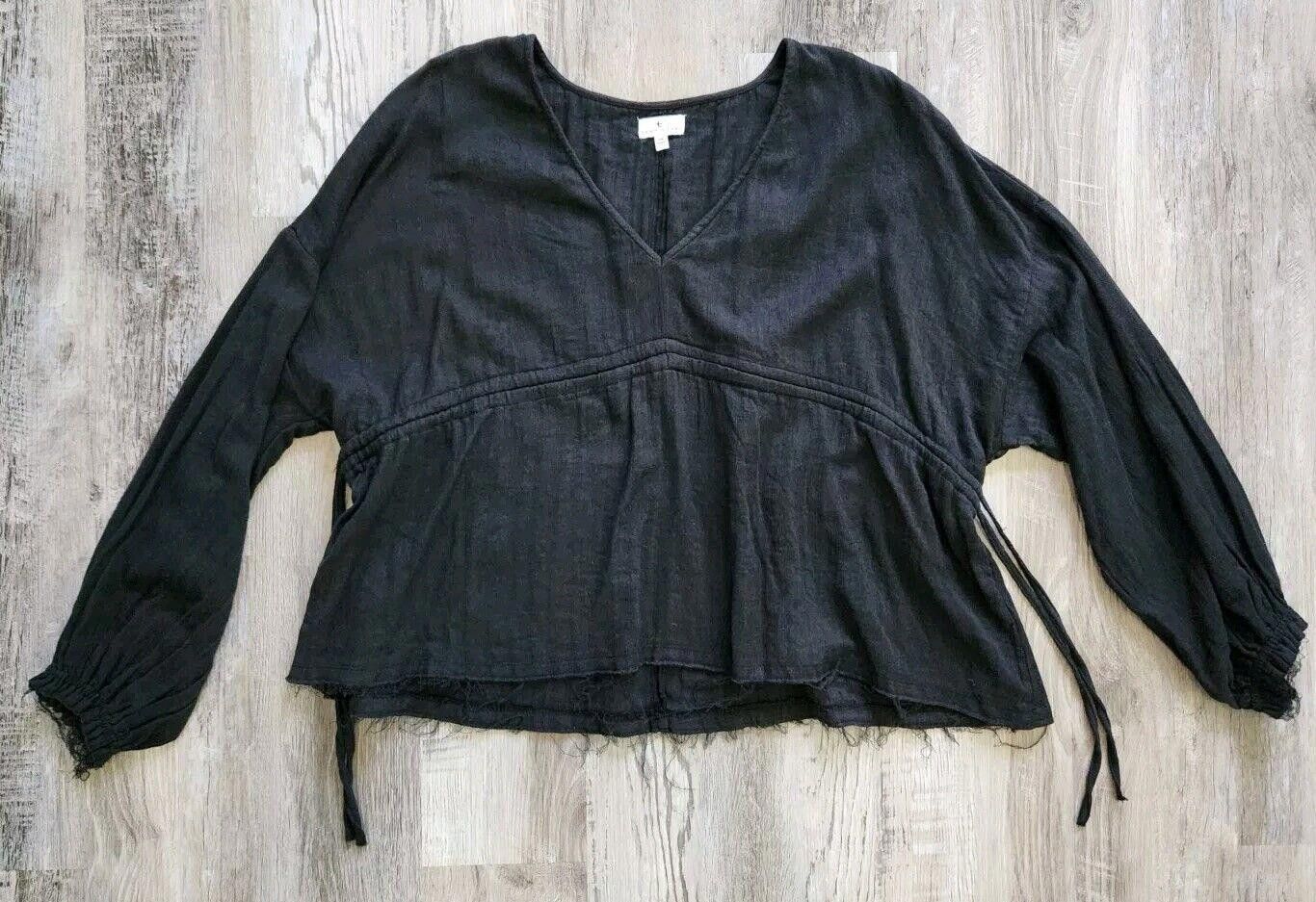 Designer True Craft Womens Top 3x Plus Size Black Boho V Neck Hippie Size 3XL / US 20-22 - 2 Thumbnail