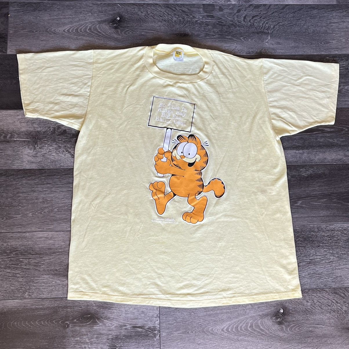 Velva Sheen Vintage 1980s Velva Sheen Garfield Sign Graphic Logo T Shirt Size US XL / EU 56 / 4 - 1 Thumbnail