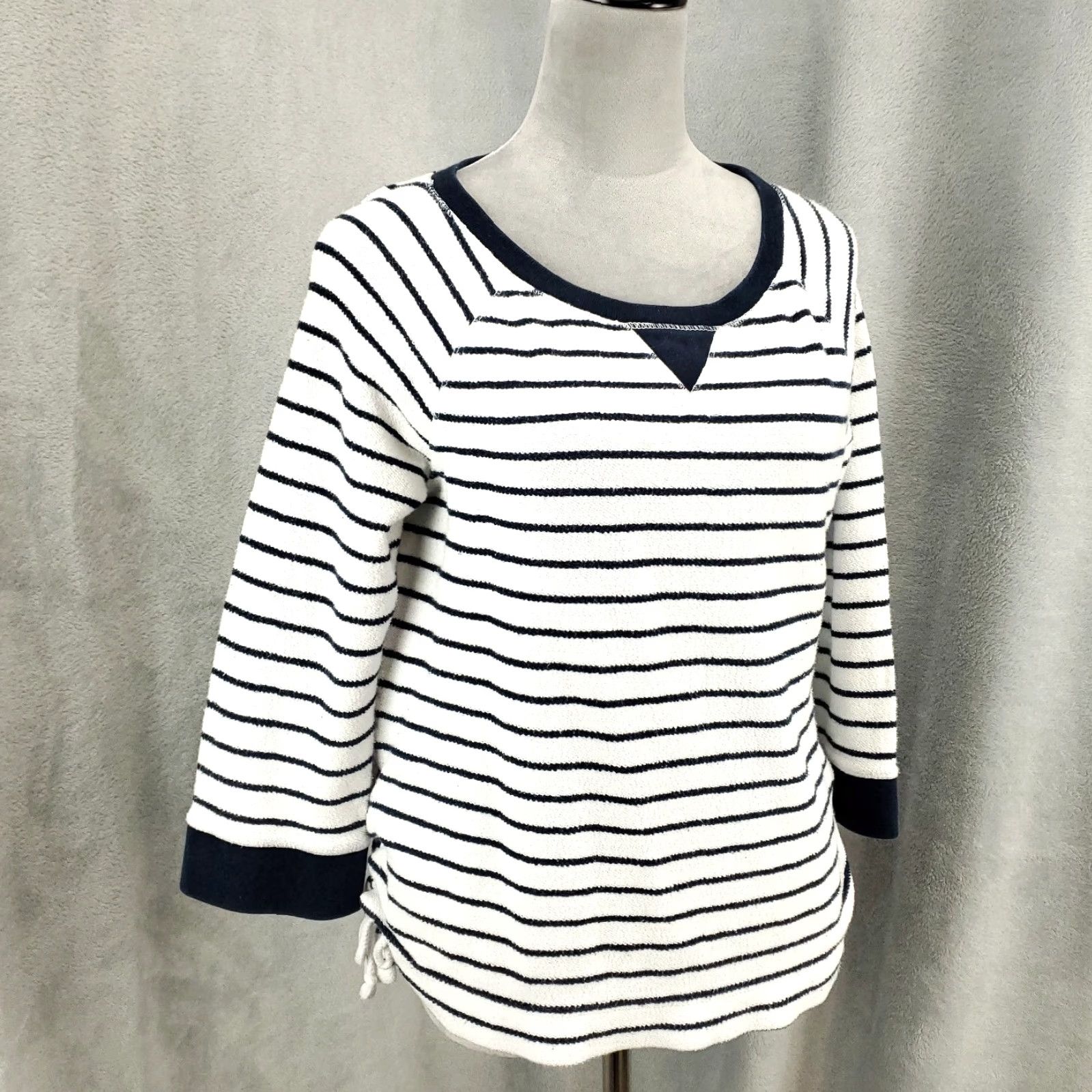 Ralph Lauren Ralph Lauren Top Womens Large Terry Cloth Cinch Sides Blue White Stripes Shirt Size L / US 10 / IT 46 - 2 Thumbnail