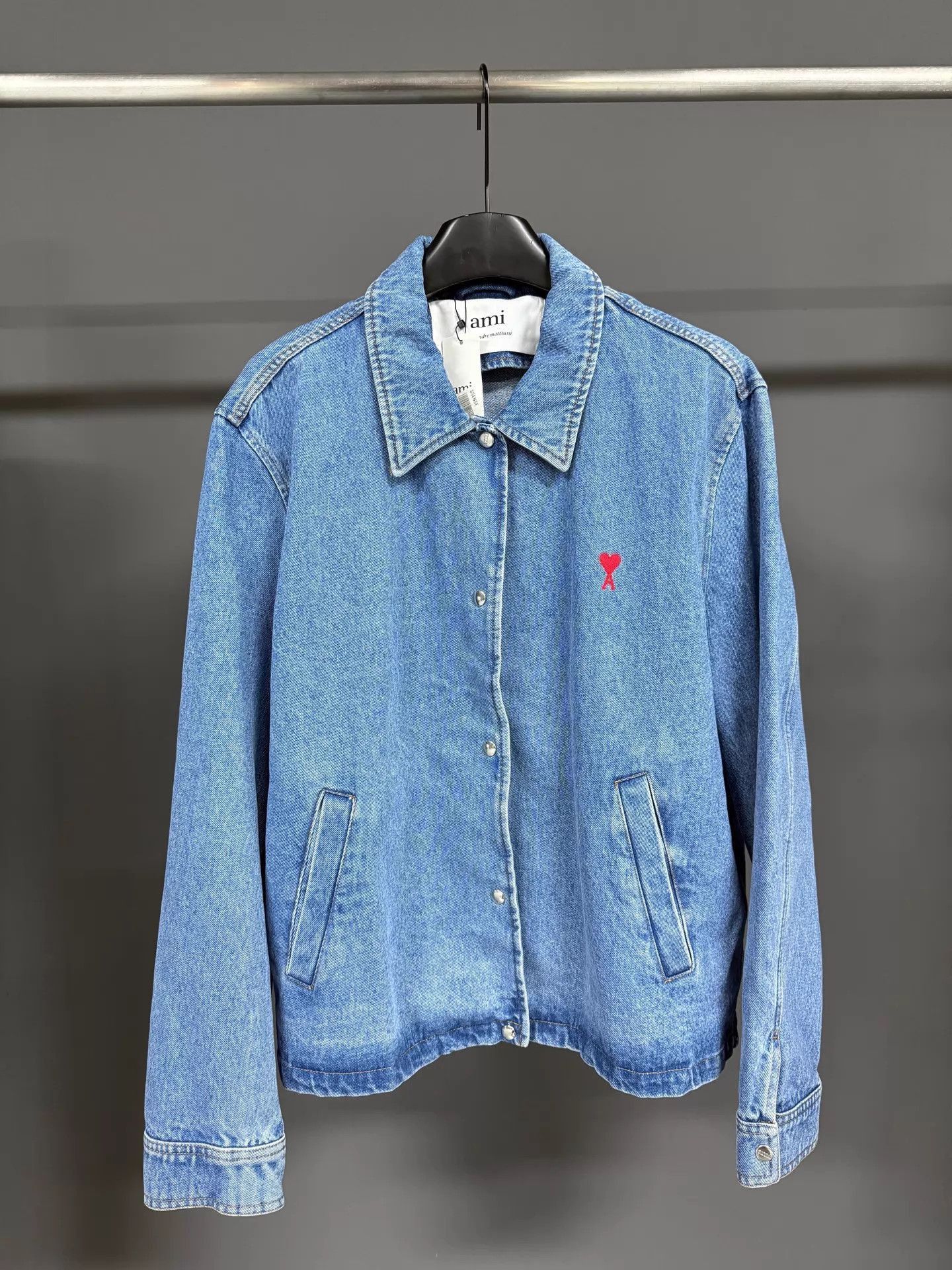 AMI Blue Denim Jacket with Heart Embroidery - XXL Size US XXL / EU 58 / 5 - 1 Thumbnail