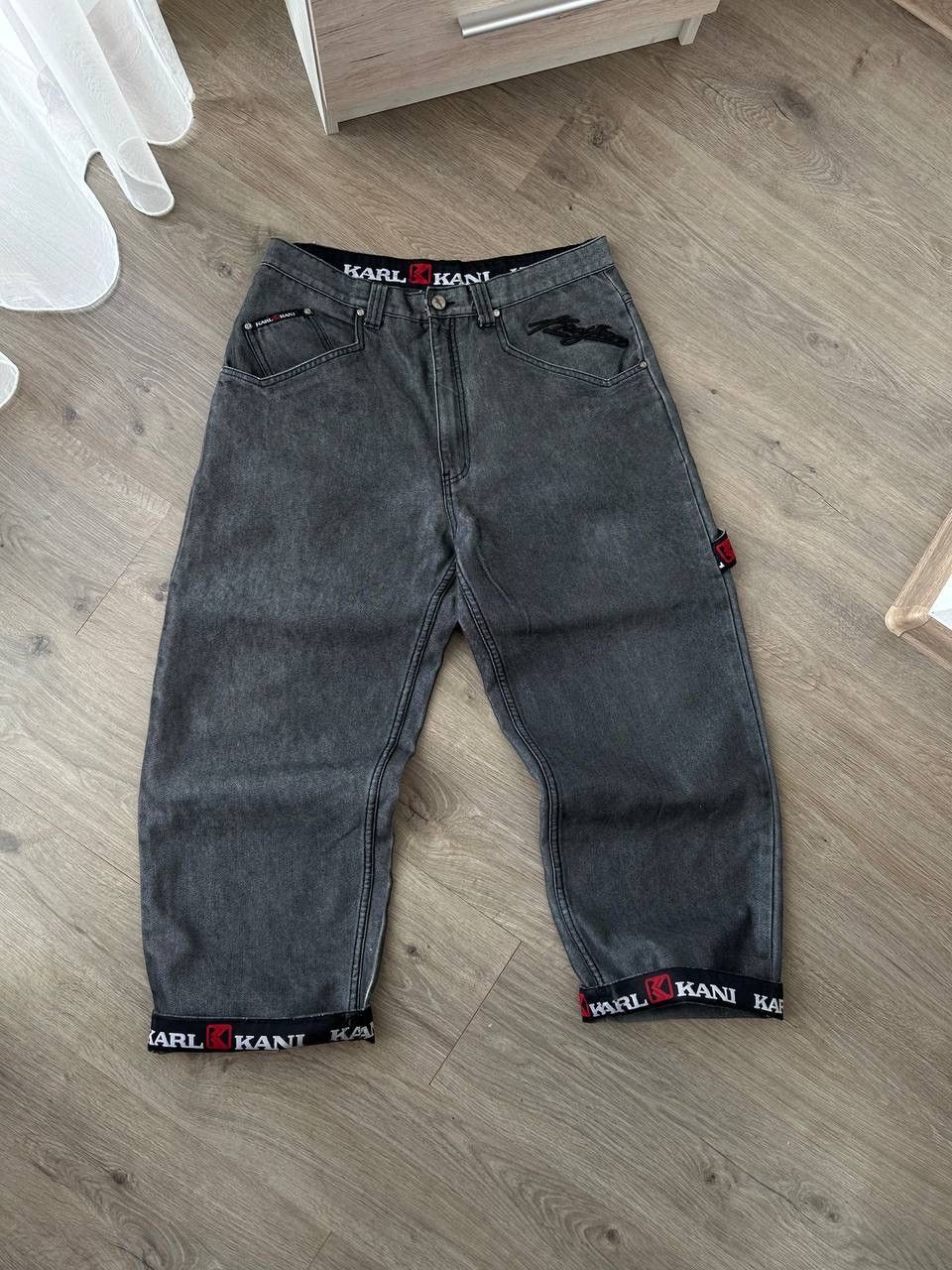 Karl Kani × Vintage Vintage Karl Kani Gray Baggy Distressed Faded Pants Size US 36 / EU 52 - 14 Thumbnail