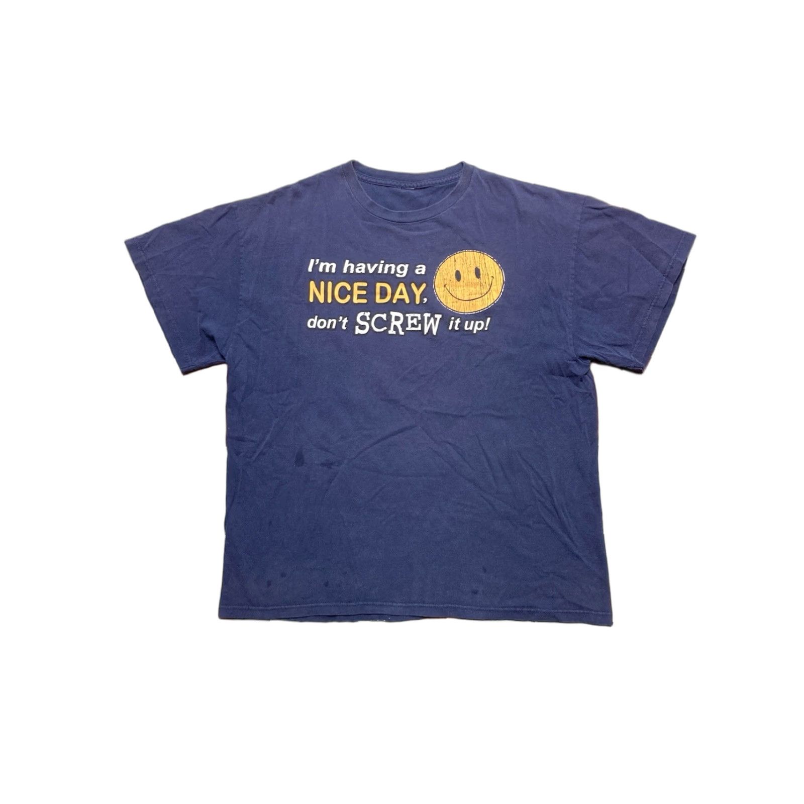 Hot Topic VINTAGE Y2K T Shirt I’m Having a Nice Day Don’t Screw It Up Smile y Hot Topic Large Men Blue T-Shirt Mens L Size US L / EU 52-54 / 3 - 1 Thumbnail