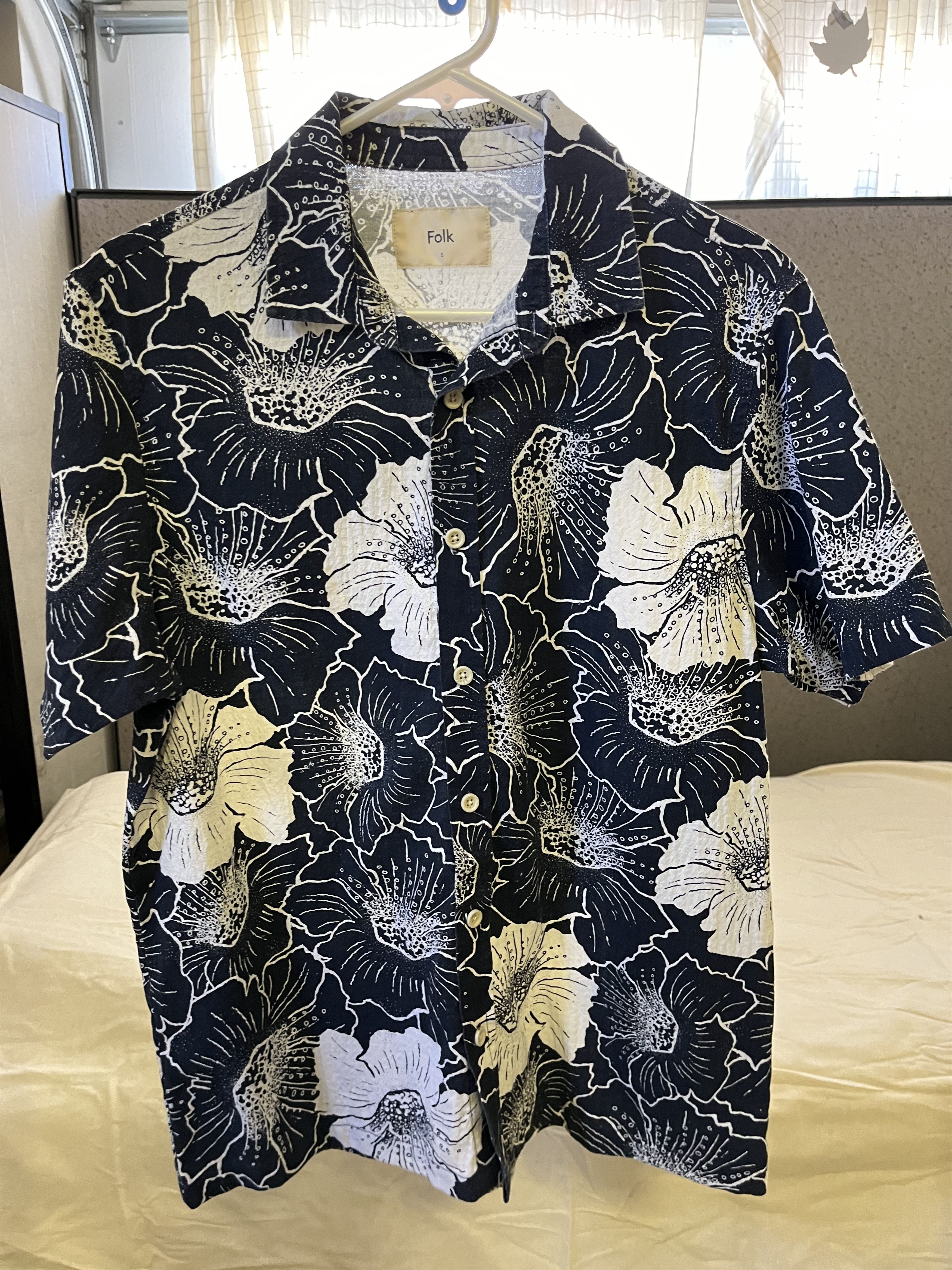 Folk Folk Navy Print Short Sleeve Shirt - size S Size US S / EU 44-46 / 1 - 1 Thumbnail