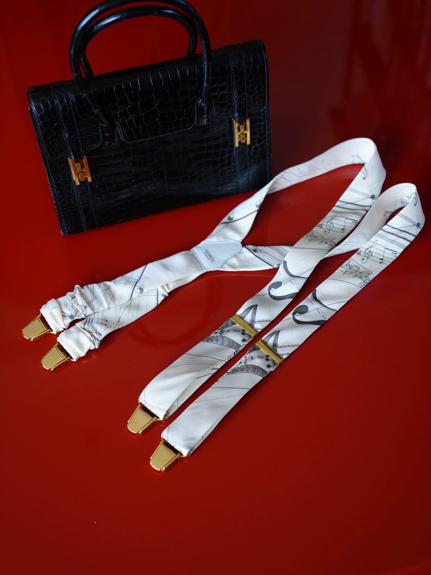 Hermes HERMES Vintage ViolinKing Silk Printed Suspenders Size ONE SIZE - 3 Thumbnail