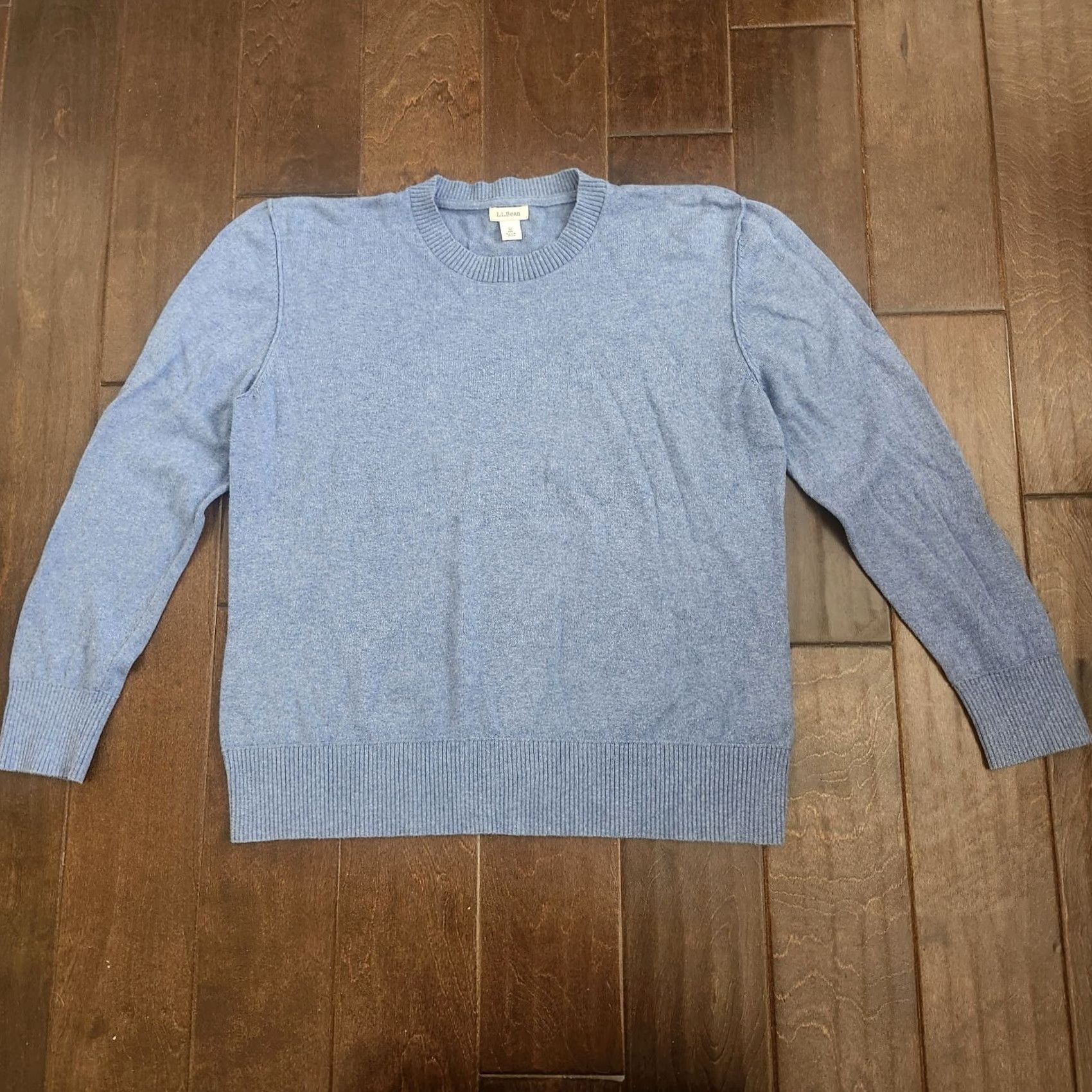 Vintage LL Bean Mens Blue Crewneck Sweater Medium Regular Knit Classic Casual Pullover Crew Neck Cotton Cashmere Knit Solid Long Sleeve Vintage No Size US M / EU 48-50 / 2 - 2 Thumbnail