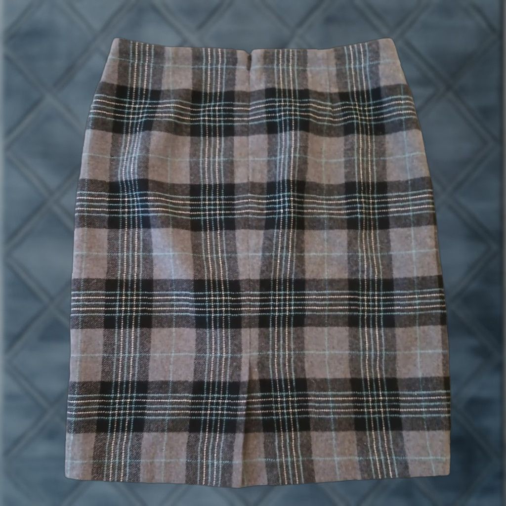 Talbots Talbots Skirt Knee Length Gray Plaid Lined Slit Size 8, Regular, Women Size 30" / US 8 / IT 44 - 1 Thumbnail