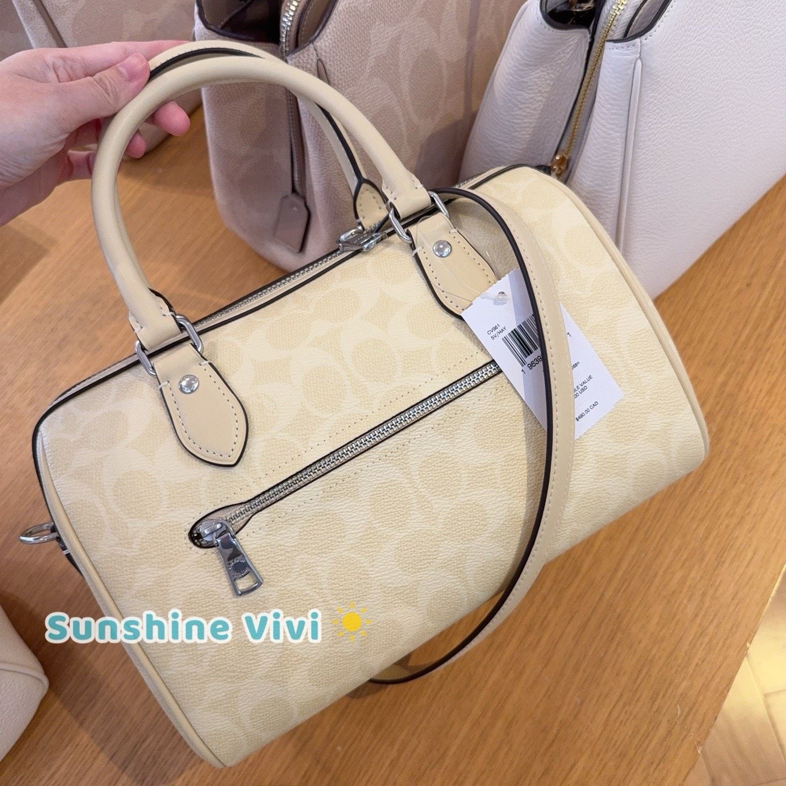 Coach NWT Coach Rowan Satchel Bag Signature Canvas CV961 Hay Size ONE SIZE - 4 Thumbnail