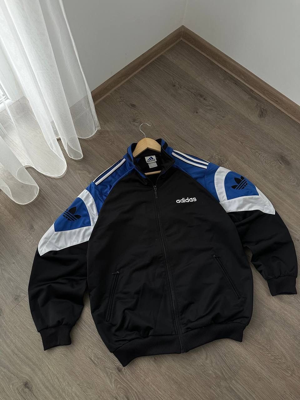 Adidas × Vintage Vintage Adidas Black Sportswear Zip Hoodie Size US L / EU 52-54 / 3 - 3 Thumbnail
