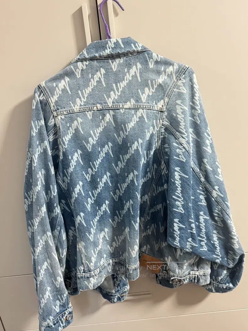Balenciaga Balenciaga Blue Logo Printed Washed Denim Jacket Size XS / US 0-2 / IT 36-38 - 2 Thumbnail