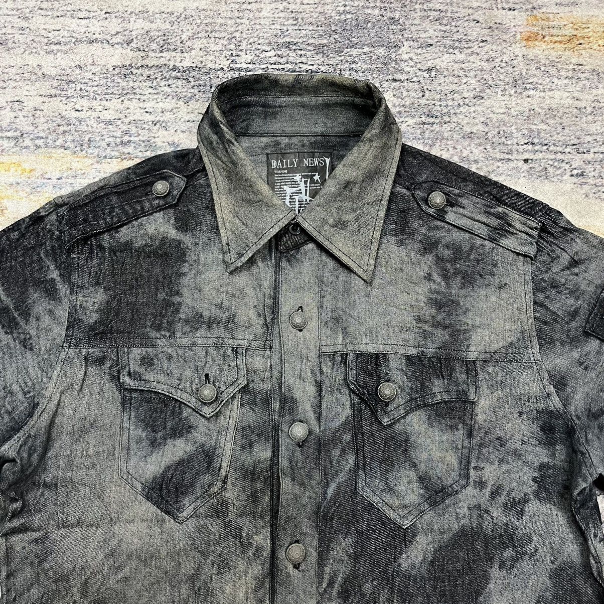 If Six Was Nine Daily News skull Cross print Dye shirt vkei style Size US M / EU 48-50 / 2 - 4 Thumbnail
