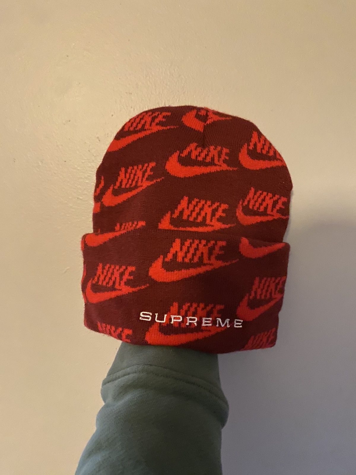 Supreme Nike Snakeskin Beanie Red