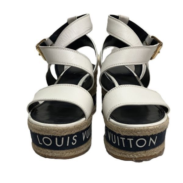 Louis Vuitton Louis Vuitton Louis Vuitton Boundary Line Leather Wedge Sandals Leather Shoes DUTY FREE for USA Size ONE SIZE - 1 Thumbnail