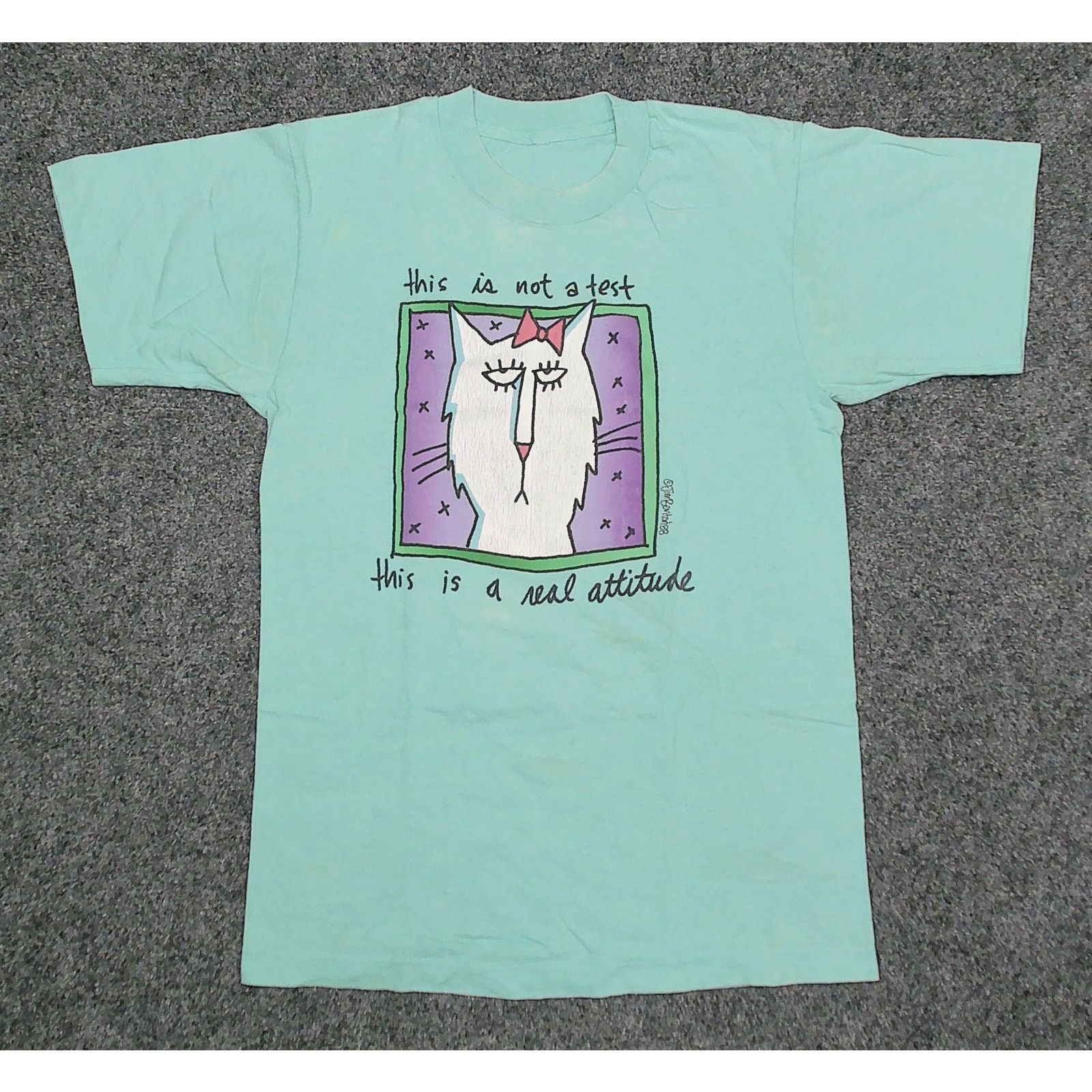Vintage Vintage 1988 Jim Benton Single Stitch "Attitude Cat" Tee Size L / US 10 / IT 46 - 3 Thumbnail
