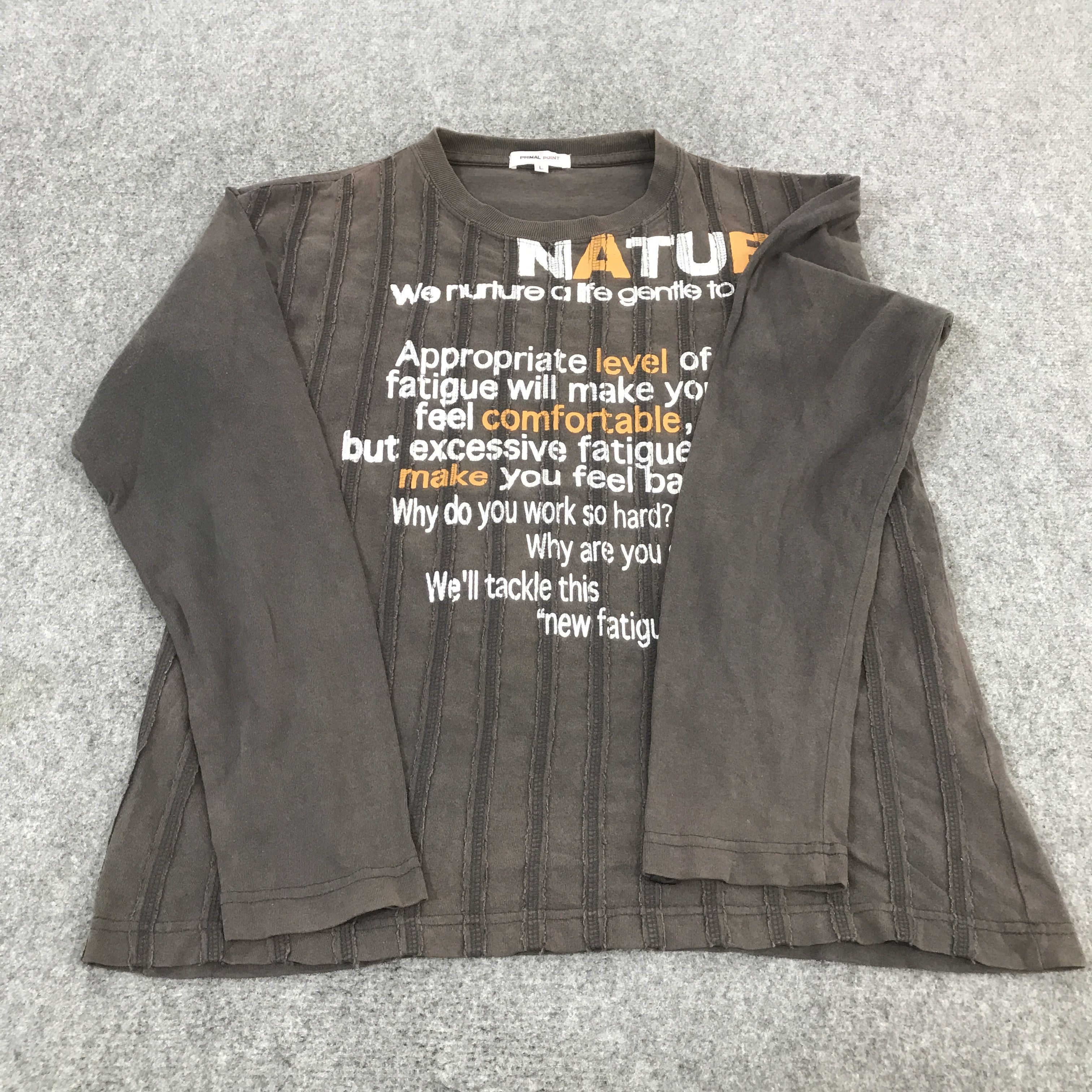 If Six Was Nine × Japanese Brand × KMRii JAPAN NATURE PATCHWORK STRIPED DESIGN BROWN FADED TSHIRTS Size US L / EU 52-54 / 3 - 8 Thumbnail