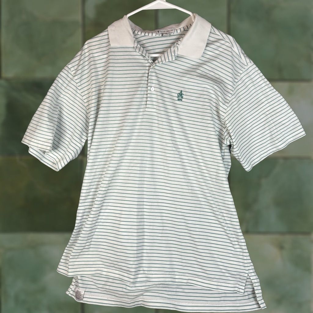 Peter Millar Peter Millar Polo Shirt Mens M White Green Stripe 100% Cotton Golf AC 1896 Logo Size US M / EU 48-50 / 2 - 1 Thumbnail