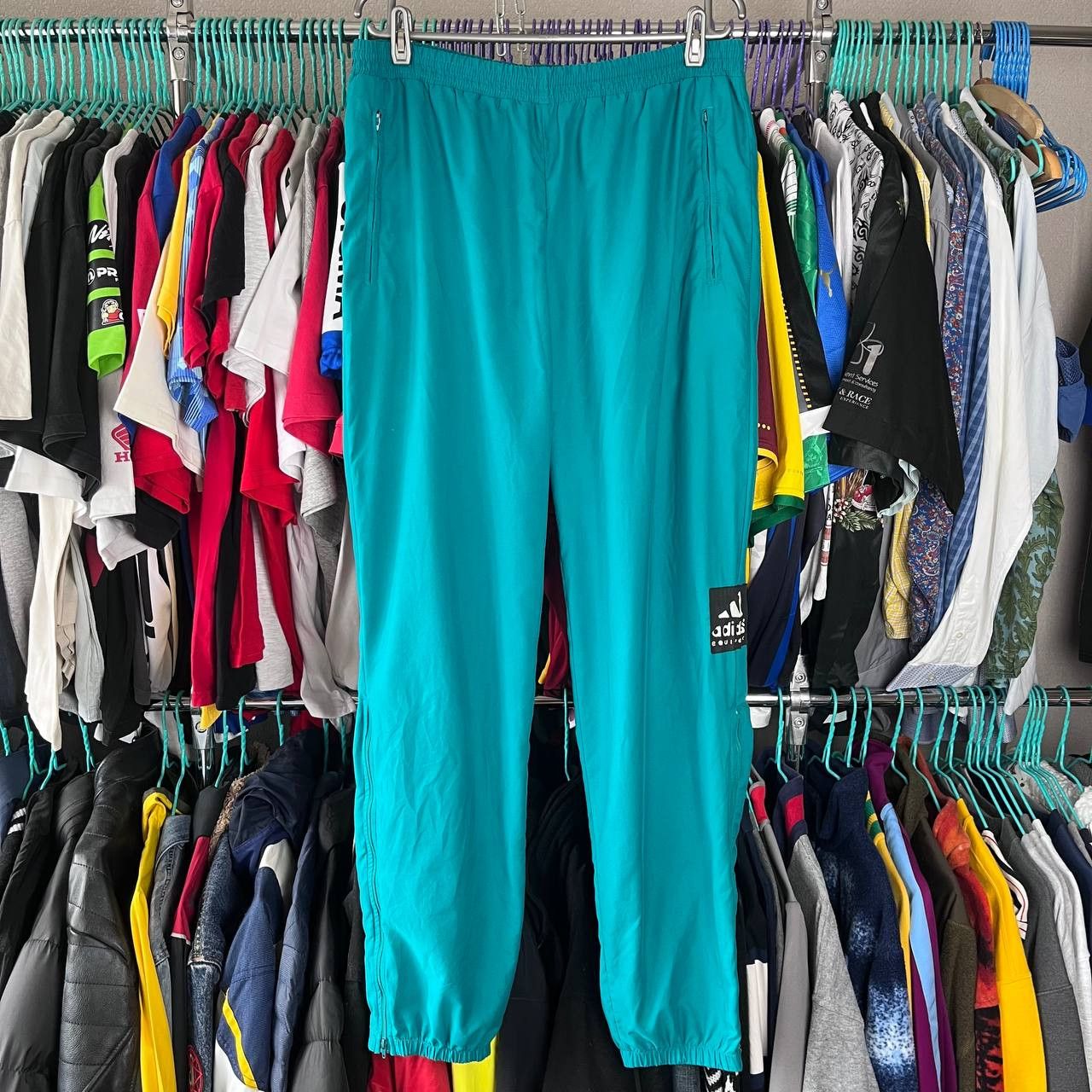 Adidas 90s Adidas Equipment Green Nylon Track Sweatpants Joggers Size US 32 / EU 48 - 1 Thumbnail