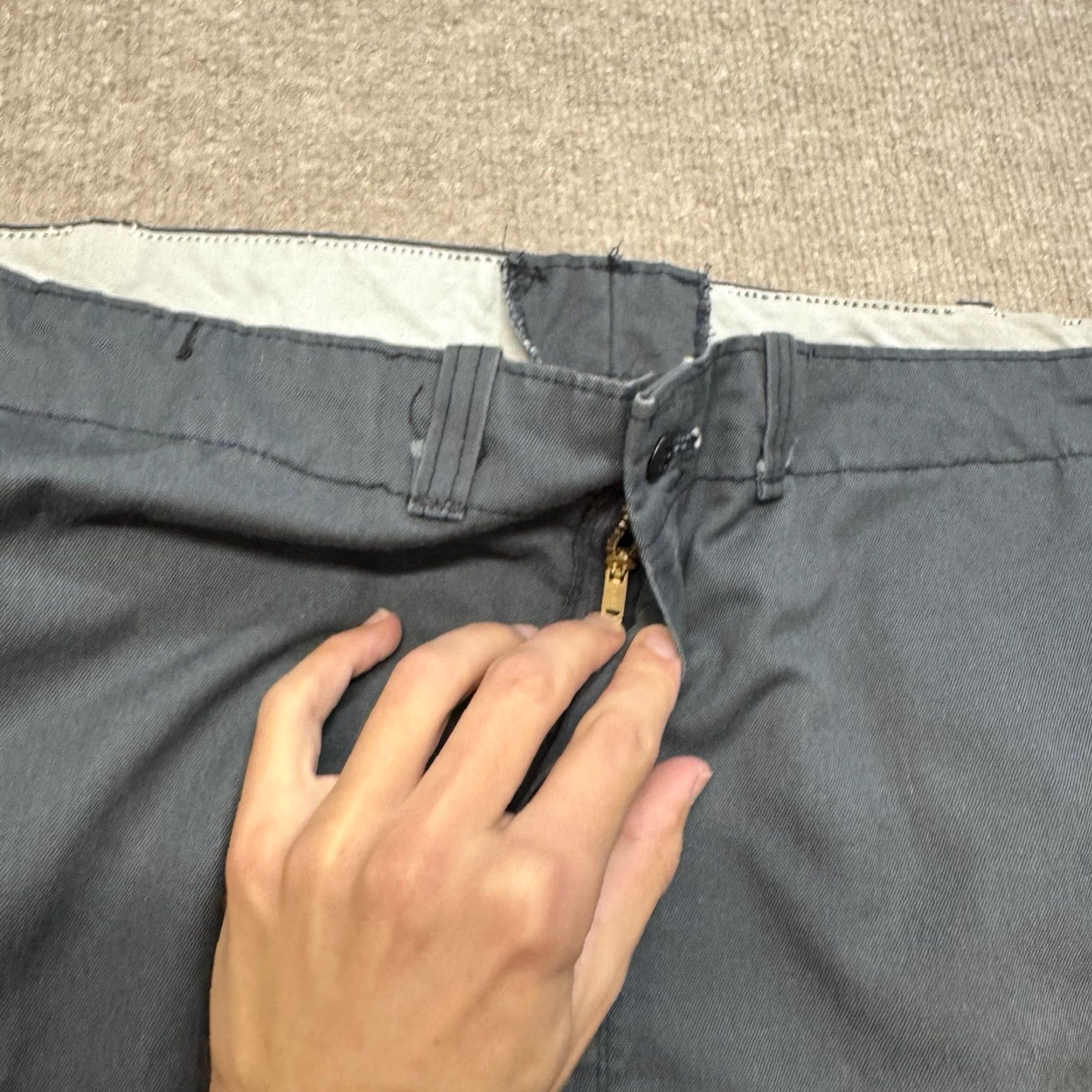 Vintage VINTAGE Chino Pants Mens 36x30 Workwear Zip Fly USA Made Grey Size US 36 / EU 52 - 4 Thumbnail