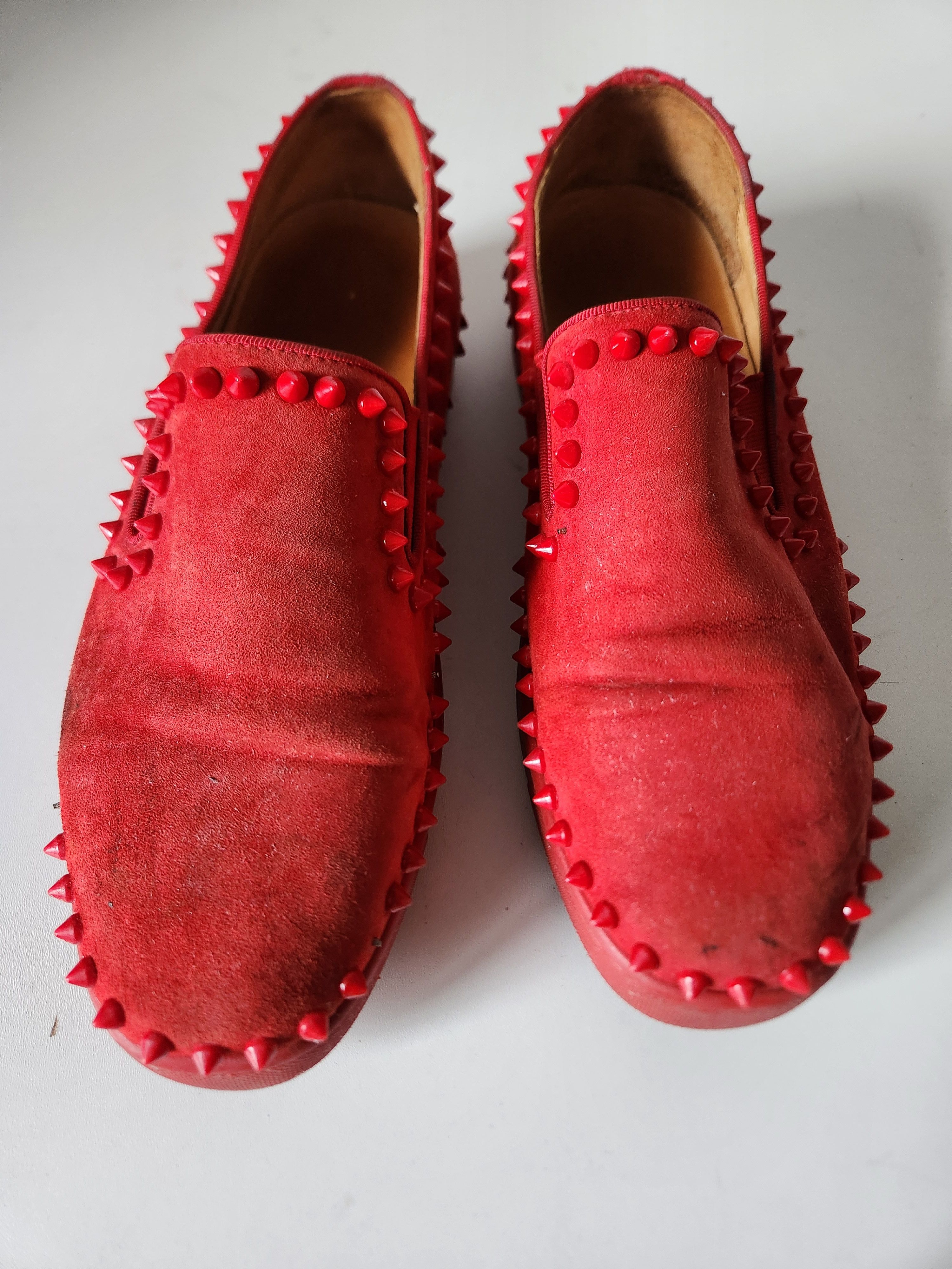 Christian Louboutin CHRISTIAN LOUBOUTIN | Pik Boat Mens Shoes Spike Slipons Red Size US 6.5 / EU 39-40 - 14 Thumbnail